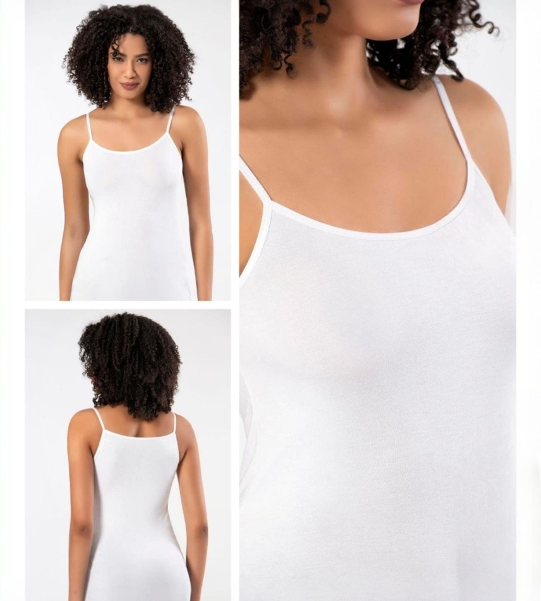 fashionshowcase Tanktop 4er Pack Damen Spaghettiträger Unterhemd Baumwolle Basic Top Stretch (Set, Mehrfachpack) atmungsaktiv, hautfreundich