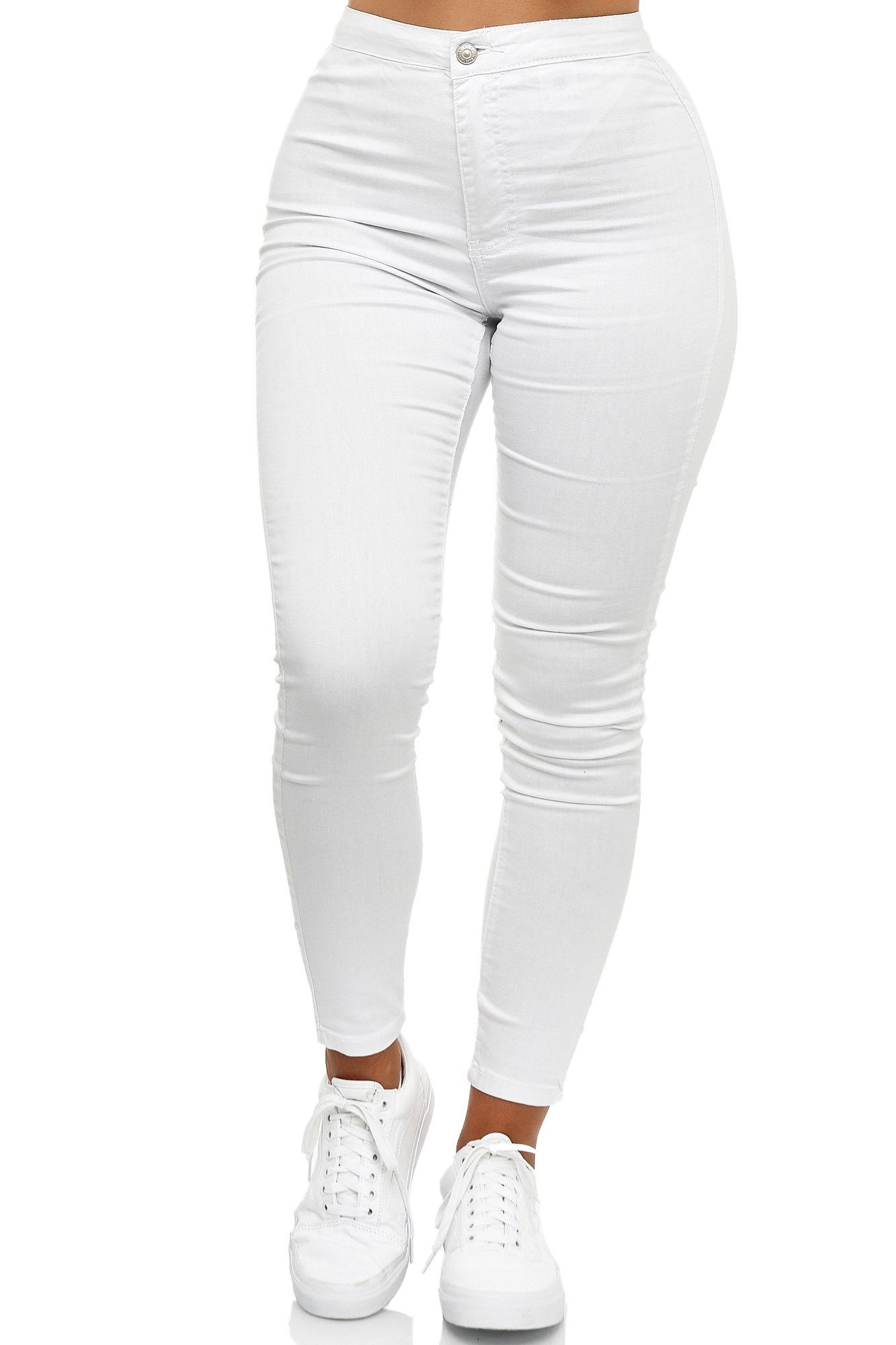 Elara High-waist-Jeans Elara Damen Jeans High Waist Slim Fit (1-tlg) Weiß