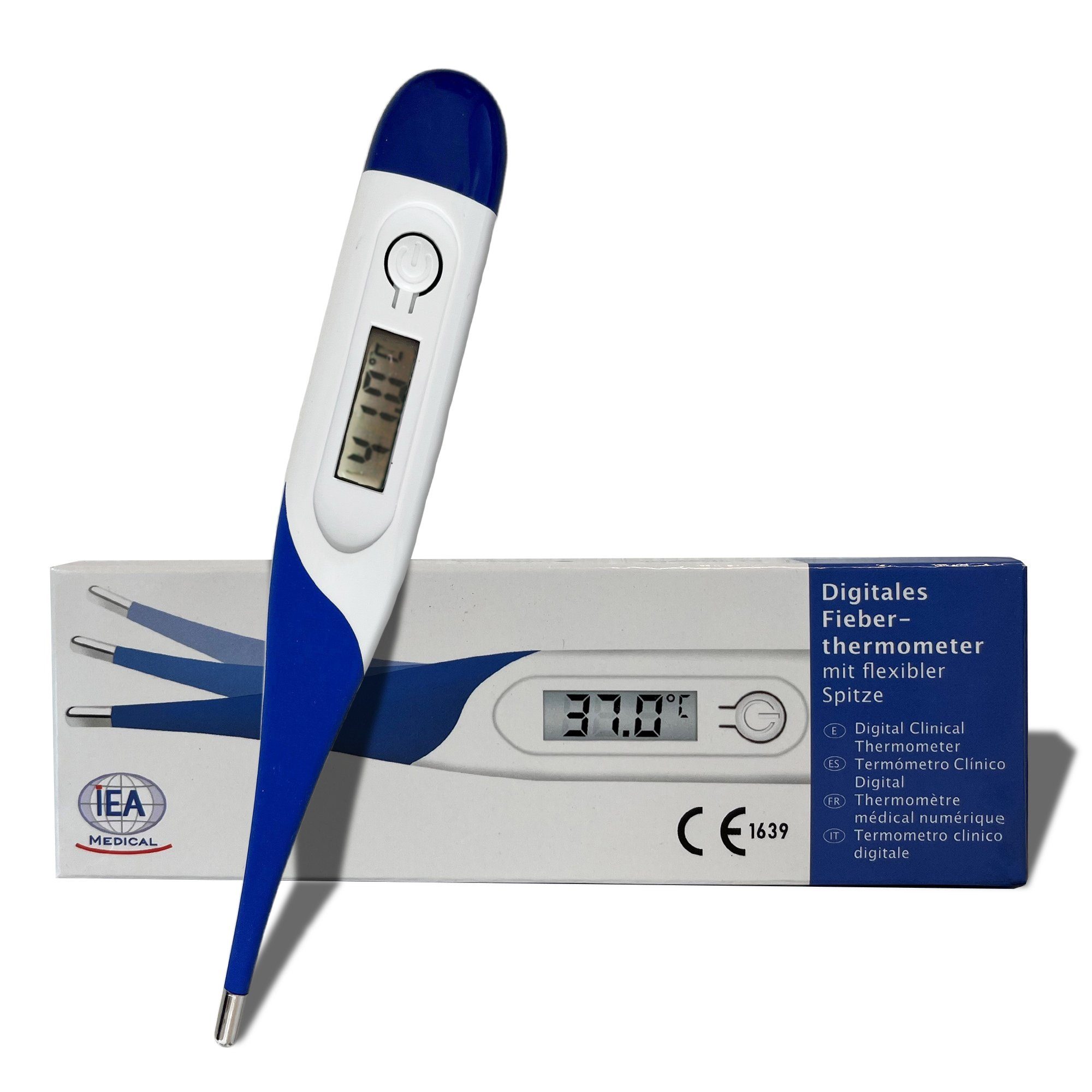 IEA Medical Fieberthermometer Digitales Fieberthermometer, & Spitze, Körperthermometer, Babys, Set, Für +/- Fieberalarm flexible Erwachsene, Messbereich Kinder Komplettset, mit 1 ºC
