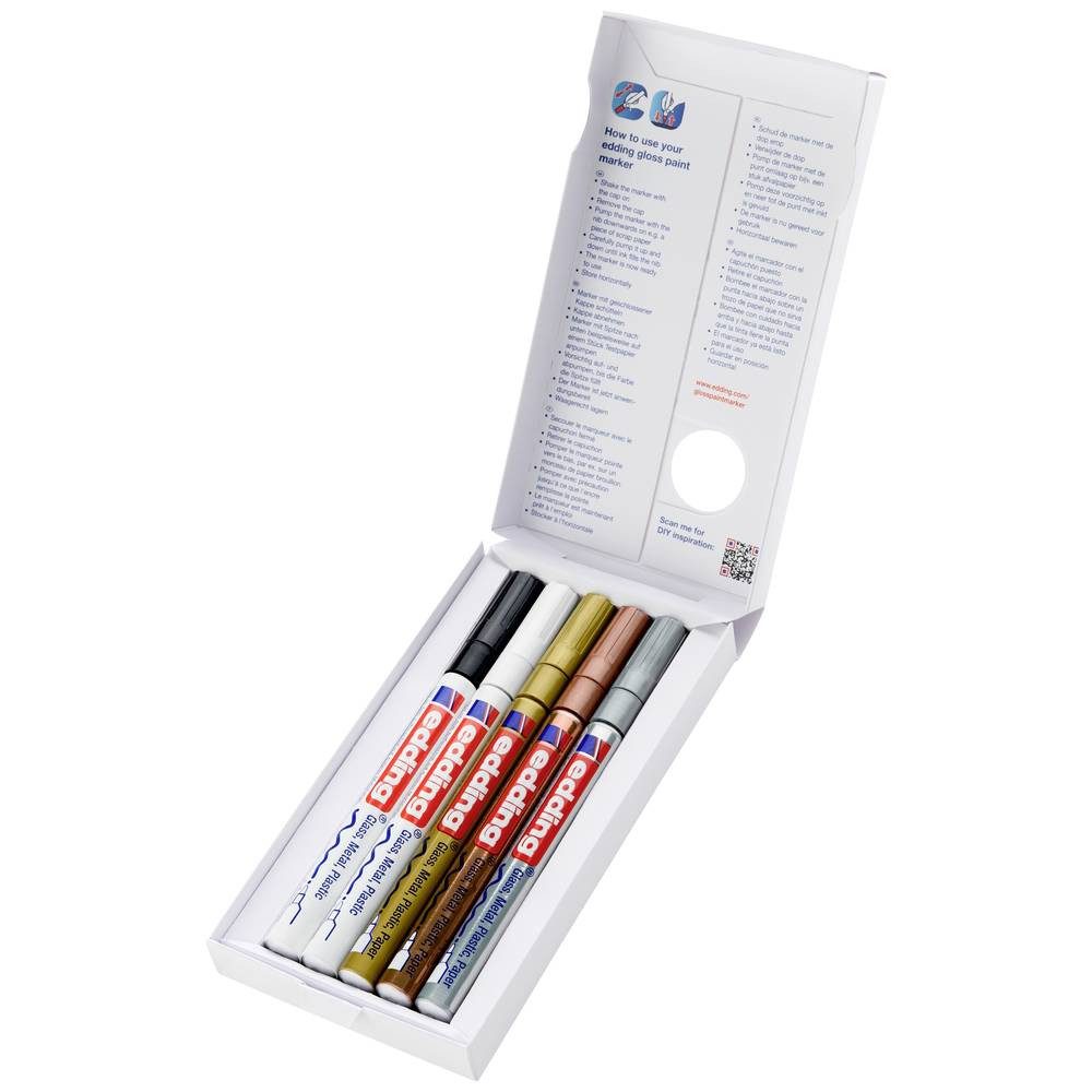 edding Lackmarker 751 Glanzlackmarker -, gold,kupfer - 5er Set Lackmarker 4-751-5-999