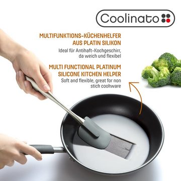 Coolinato Servierlöffel 2tlg Set Kochlöffel aus Edelstahl, Silikon, flexibel und hitzebeständig