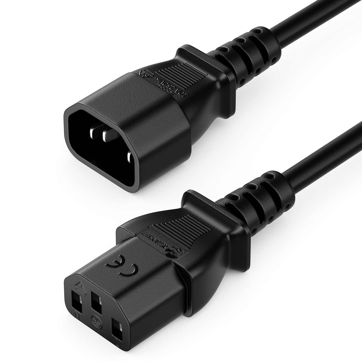 deleyCON deleyCON 3,0m Kaltgerätekabel Verlängerung - IEC C13 auf C14 Stromkabel