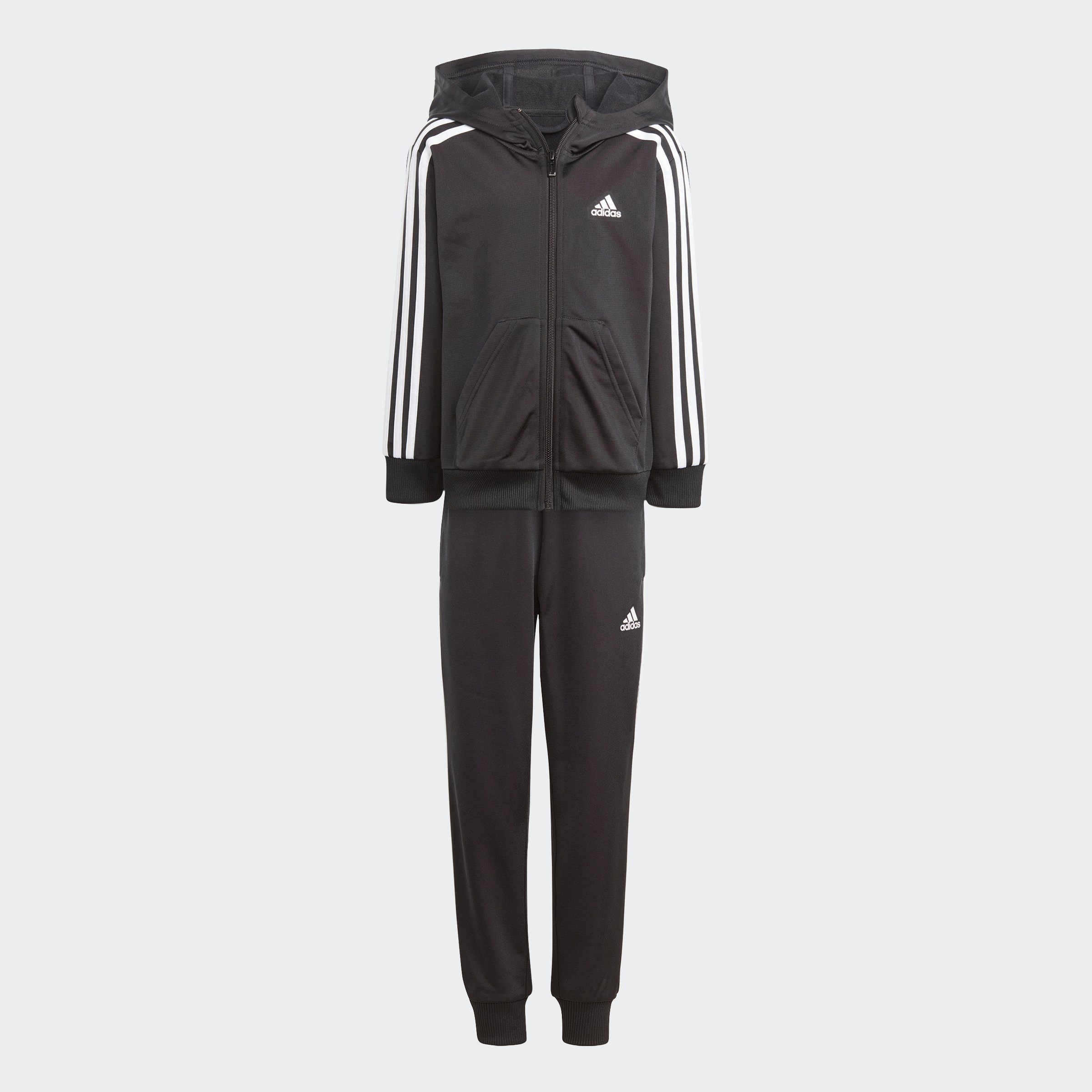 adidas Sportswear (2-tlg) 3-STREIFEN / Trainingsanzug White SHINY Black ESSENTIALS