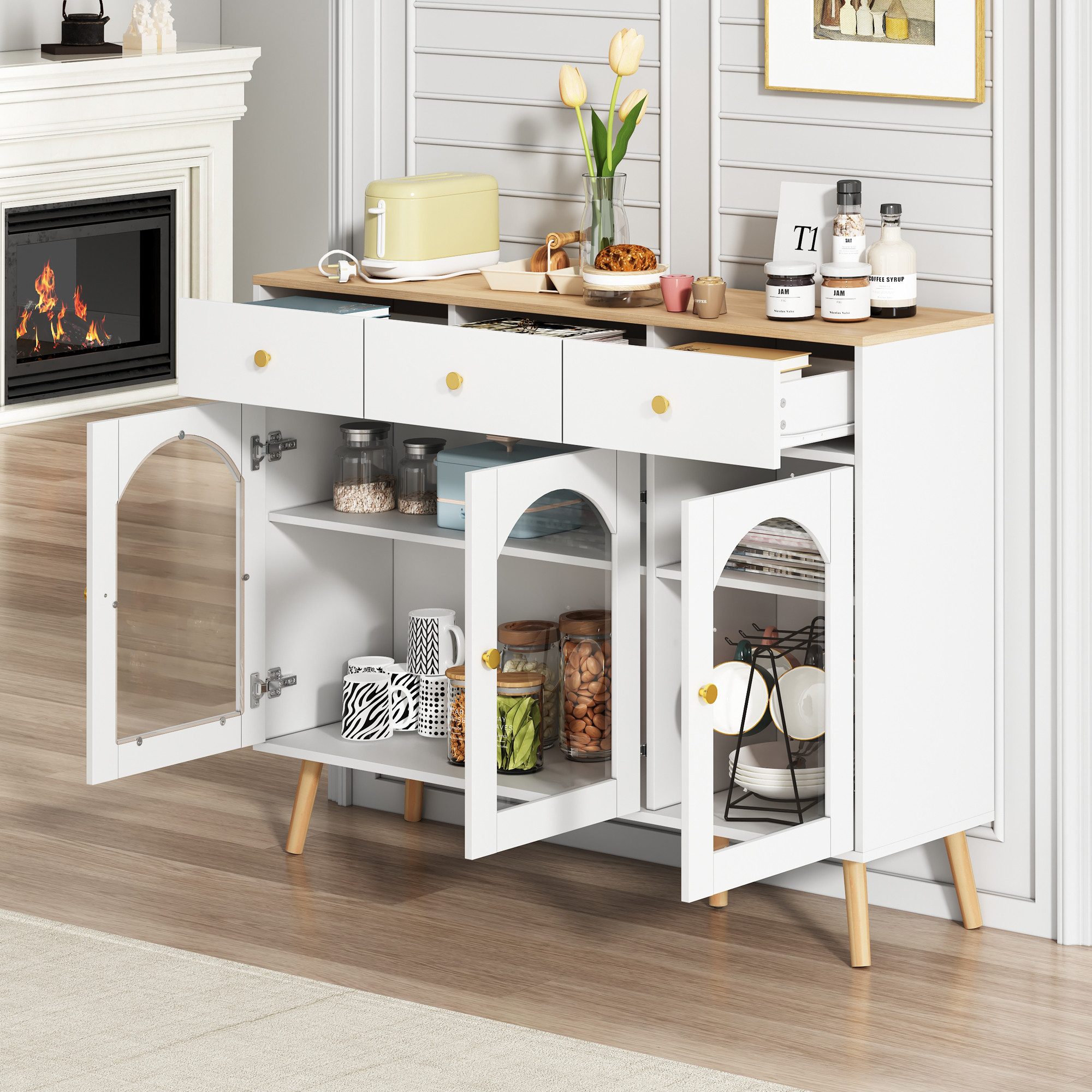 OKWISH Sideboard Mid-Century Buffet – Flexibles günstig online kaufen
