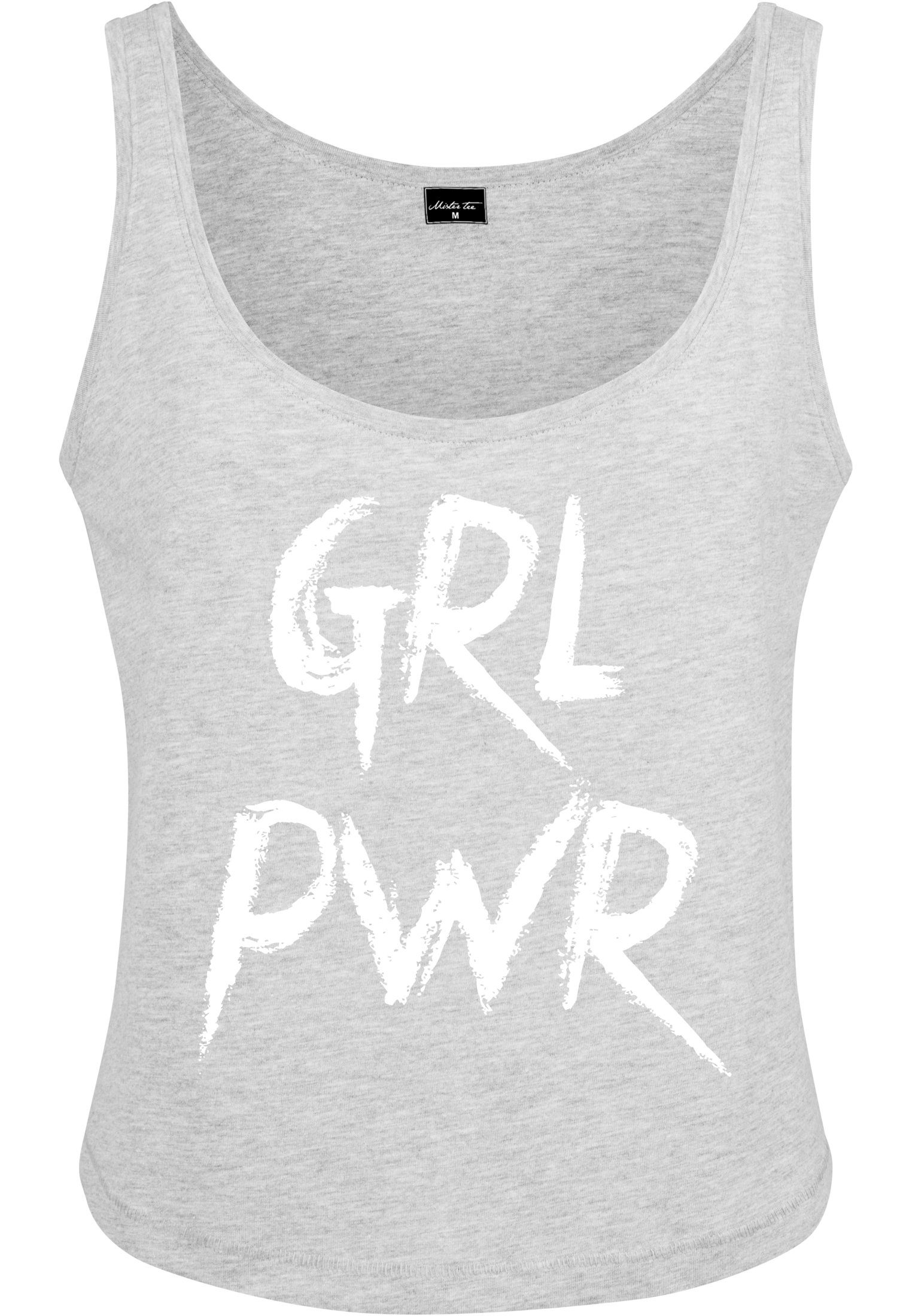 MisterTee Kurzarmshirt (1-tlg) Damen Tank Ladies heathergrey GRL PWR