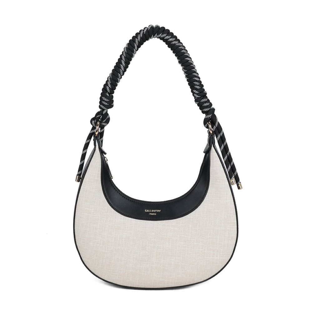 Gallantry Schultertasche Elegante Schultertasche in Beige/Schwarz mit geflochtenem Trageriemen, Hochwertige, dekorative Verarbeitung