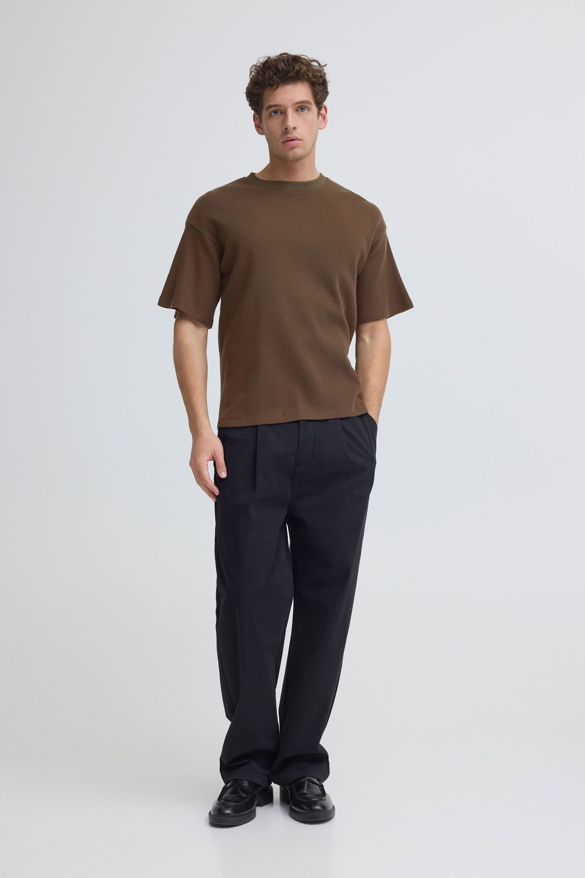 Casual Friday Rundhalsshirt CFHurdal T-Shirt mit Waffel Struktur - Relaxed Fit