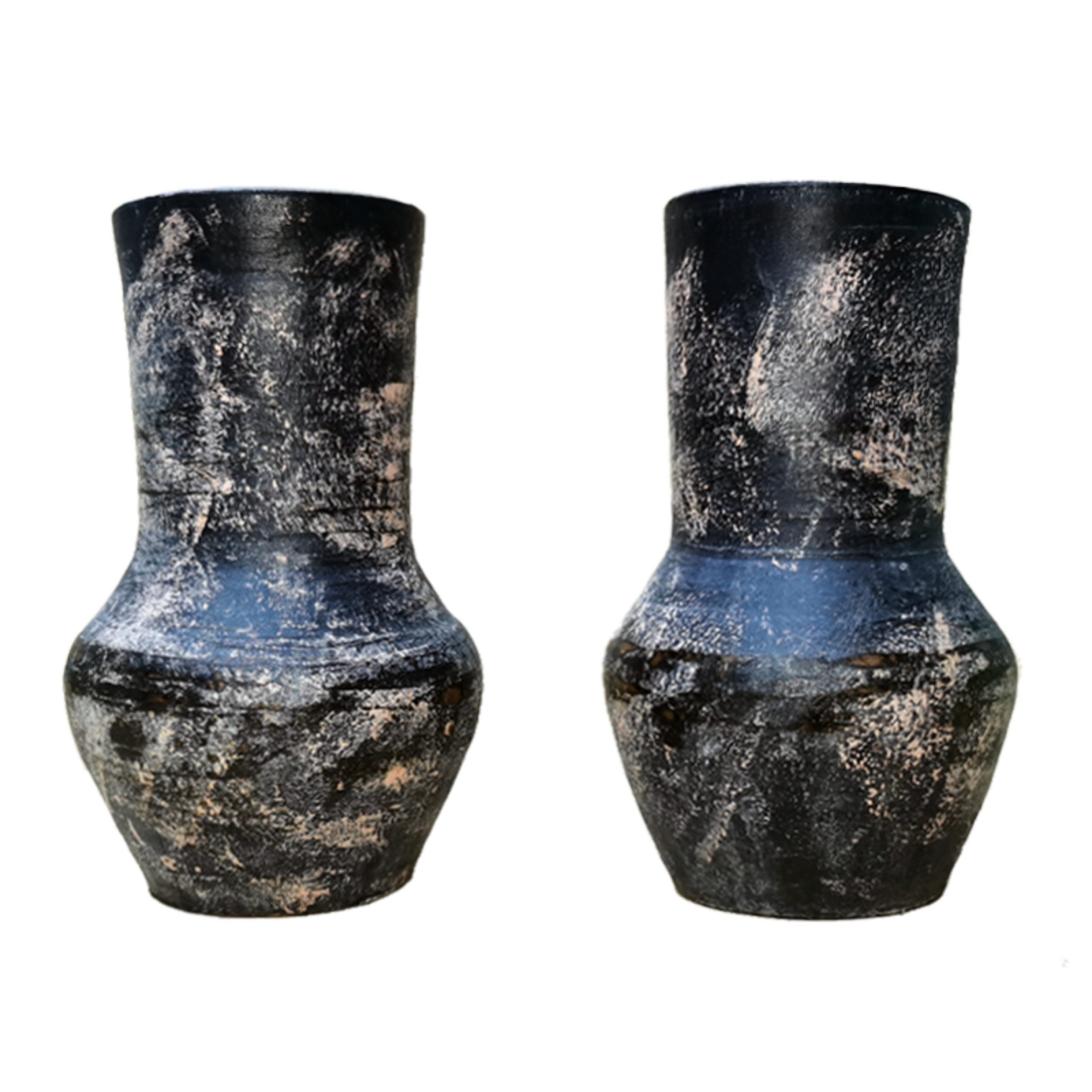 M-Diamant Dekovase Vase Steinzeug Vintage-Stil Terrakotta-Optik Handgefertigt Dekoration (set, 2 St., 2 Zwige), Vintage-Stil, Terrakotta-Optik, Glänzendes Finish, Handarbeit