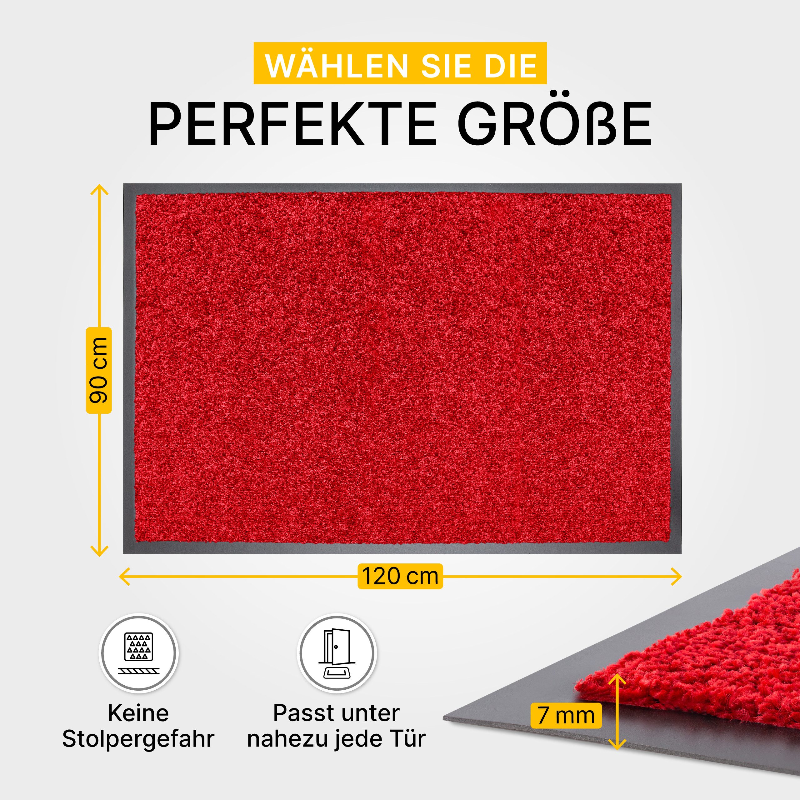 Entrando Fußmatte FIEL, Rechteckig, Höhe: 7 mm, Schmutzfangmatte Innen & Außen waschbar rutschfest dünn saugstark