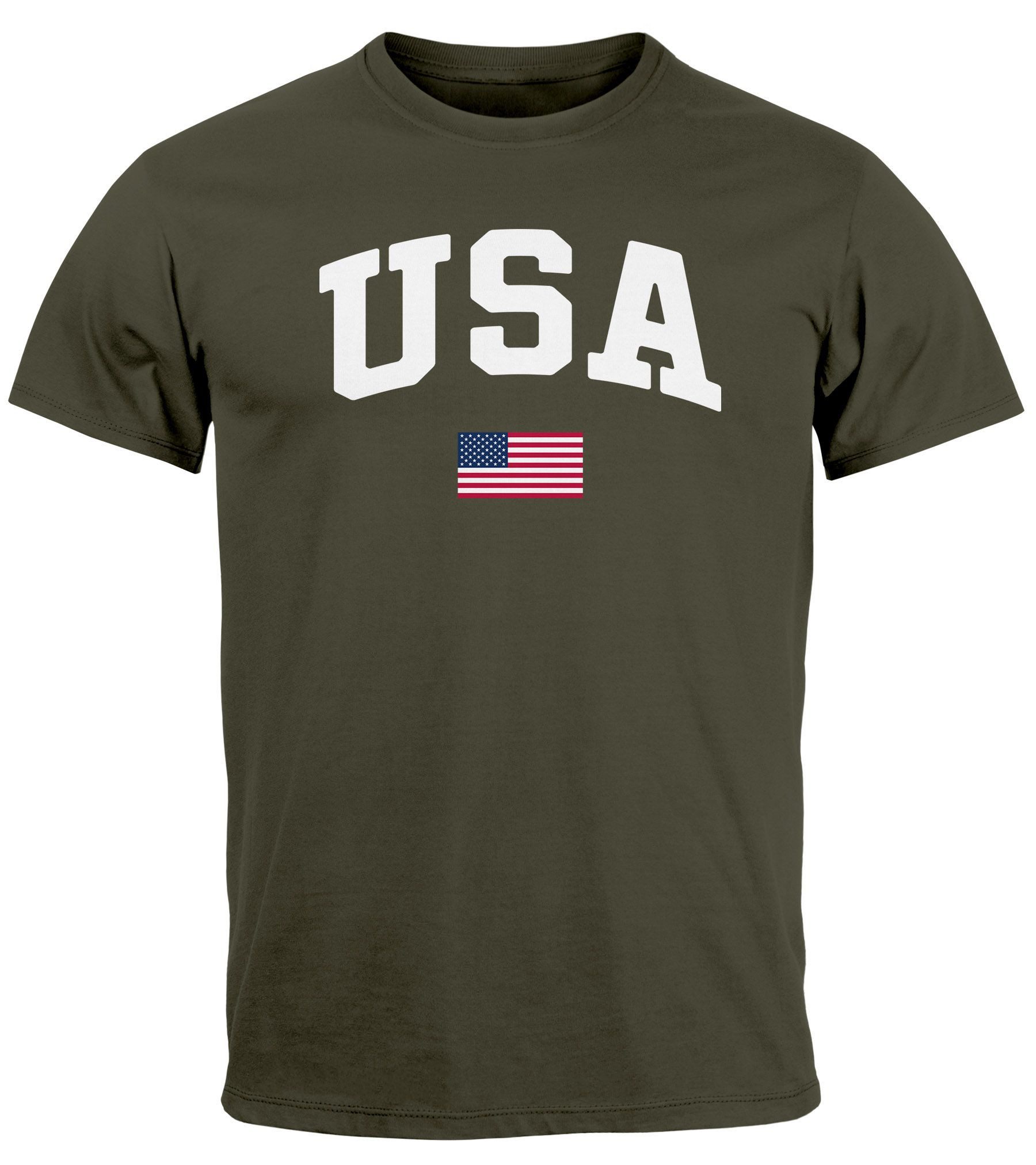Neverless Print-Shirt Herren T-Shirt USA Schriftzug günstig online kaufen