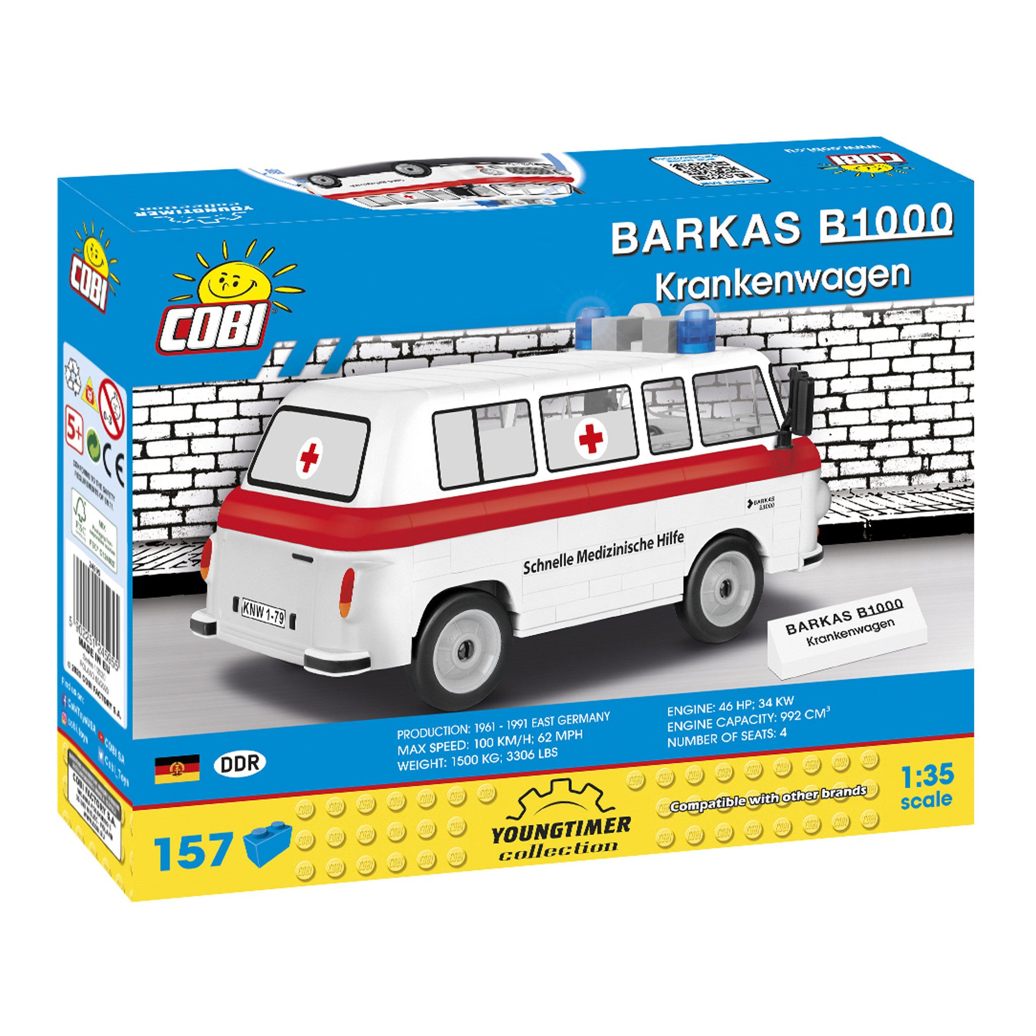 COBI 24595 Barkas B1000 Krankenwagen (Cobi) Spielbausteine, (157 St)