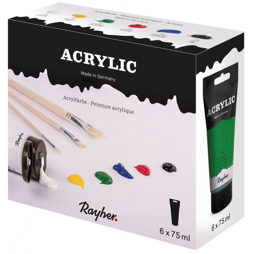 Rayher Acrylfarbe Rayher Acrylic-Set Acrylfarben farbsortiert 6 x 75,0 ml