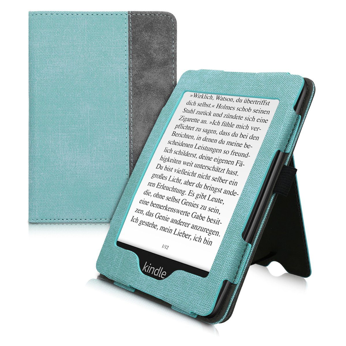 kwmobile E-Reader-Hülle Flip Schutzhülle für Amazon Kindle Paperwhite,  Handschlaufe - Cover Wildleder-Optik