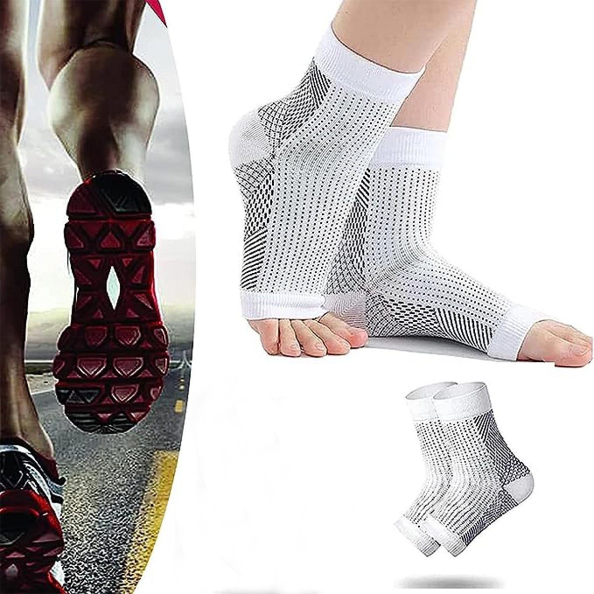 feinlux Kompressionsstrümpfe Kompressionsstrümpfe Kompressionssocken Gegen Krampfadern (Packung, elastische Kompressionssocken für den Knöchel für Sport und Yoga) Geeignet für alle Aktivitäten, bei denen der Knöchel bewegt wird.