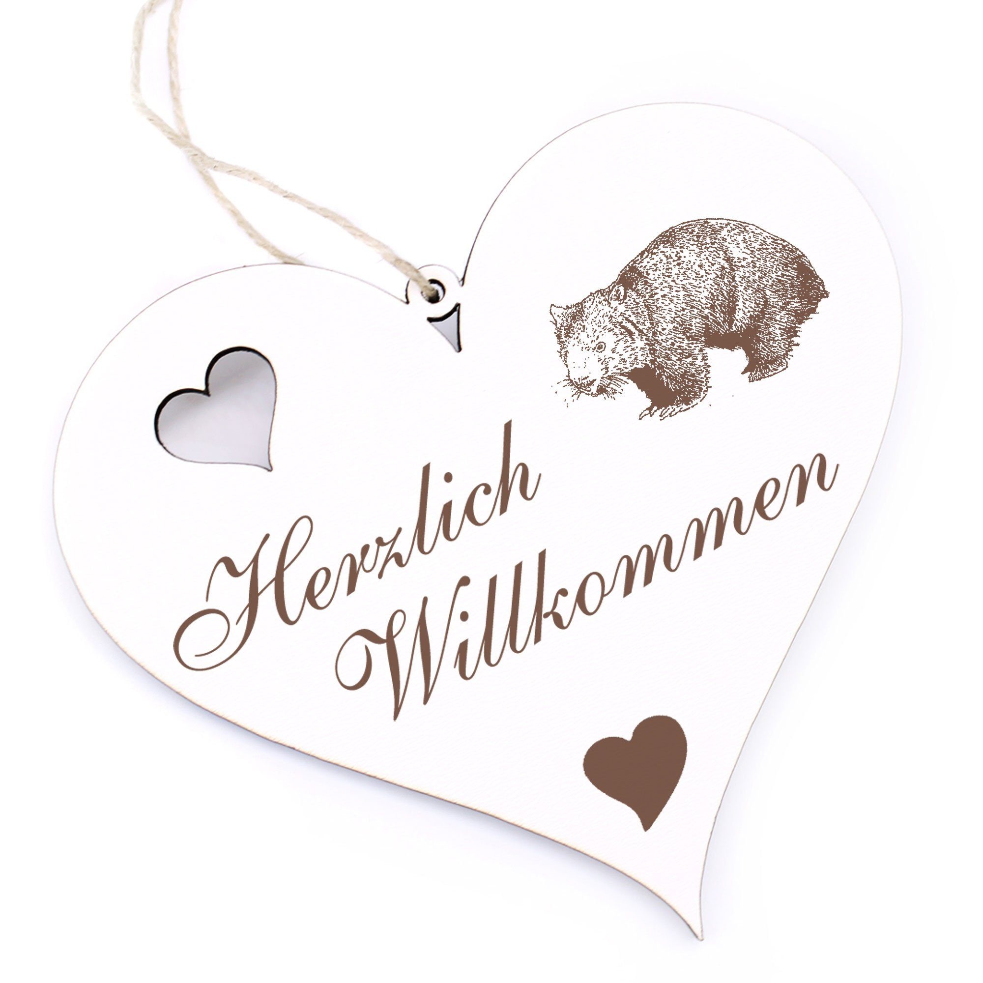 Dekolando Hängedekoration Herzlich Willkommen - Wombat - 13x12cm