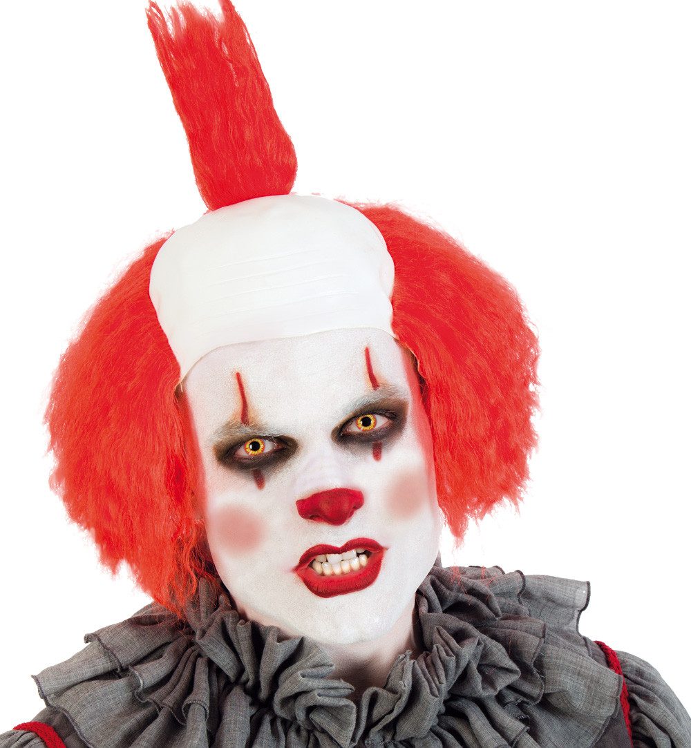 Kostüm-Perücke Clown Perücke mit Glatze Horror Karneval Fasching Cosplay Rot Weiß