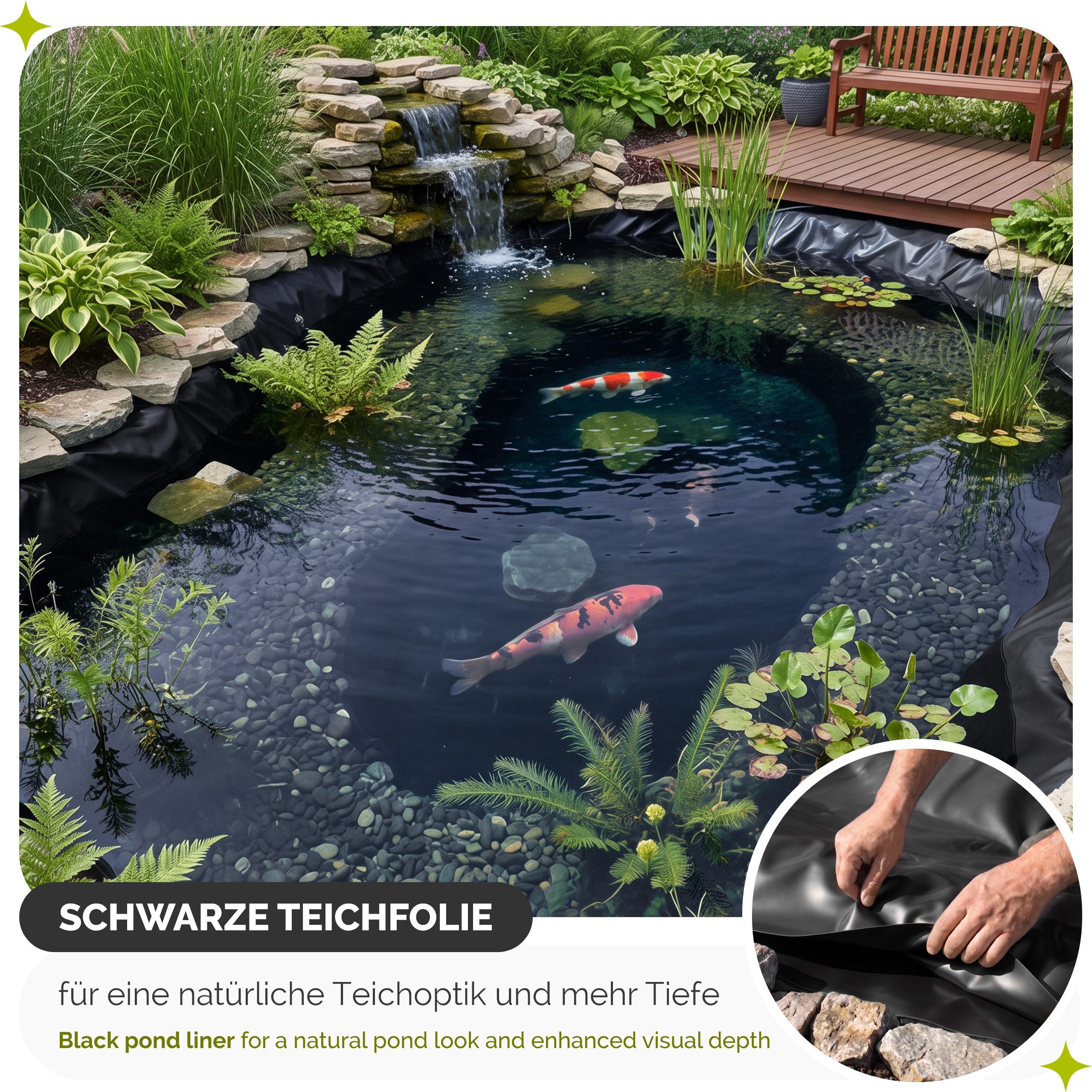 Garronda Teichfolie UV Stabilisiert Folie Gartenteich Fischteich Bachlauf Teichbau GD-0257, 0.5 mm Stärke, (1-St), 3-lagig, 6x1 m (6 m), Schwarz, für Gartenteic – Bild 3 von 5