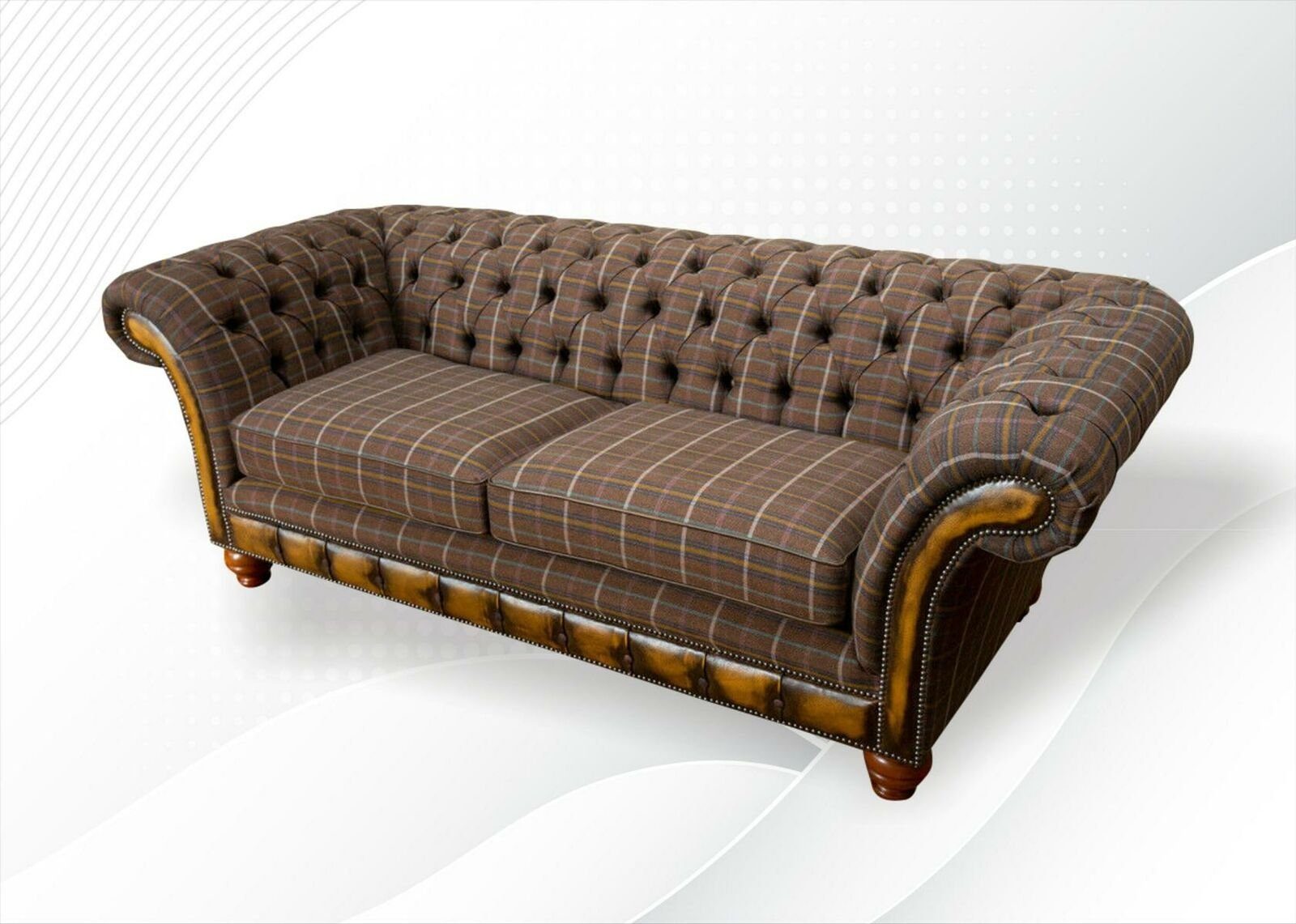 3-er Chesterfield-Sofa Neu Couch moderner Chesterfield Brauner Sofa, Europe Dreisitzer in Made JVmoebel