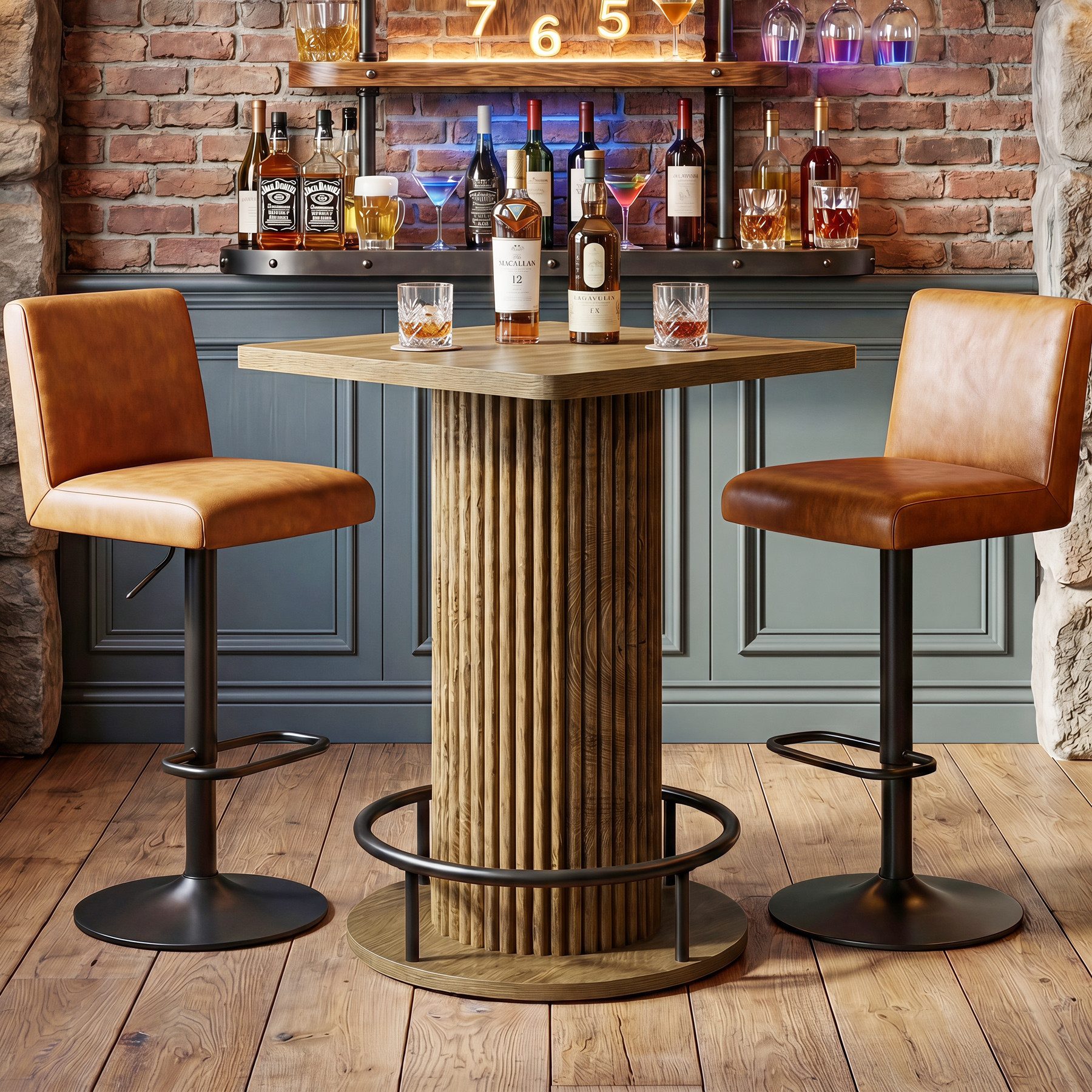 Tribesigns Bartisch 100 cm hoher Quadratischer Stehtisch, Bistrotisch mit Metallfußstütze