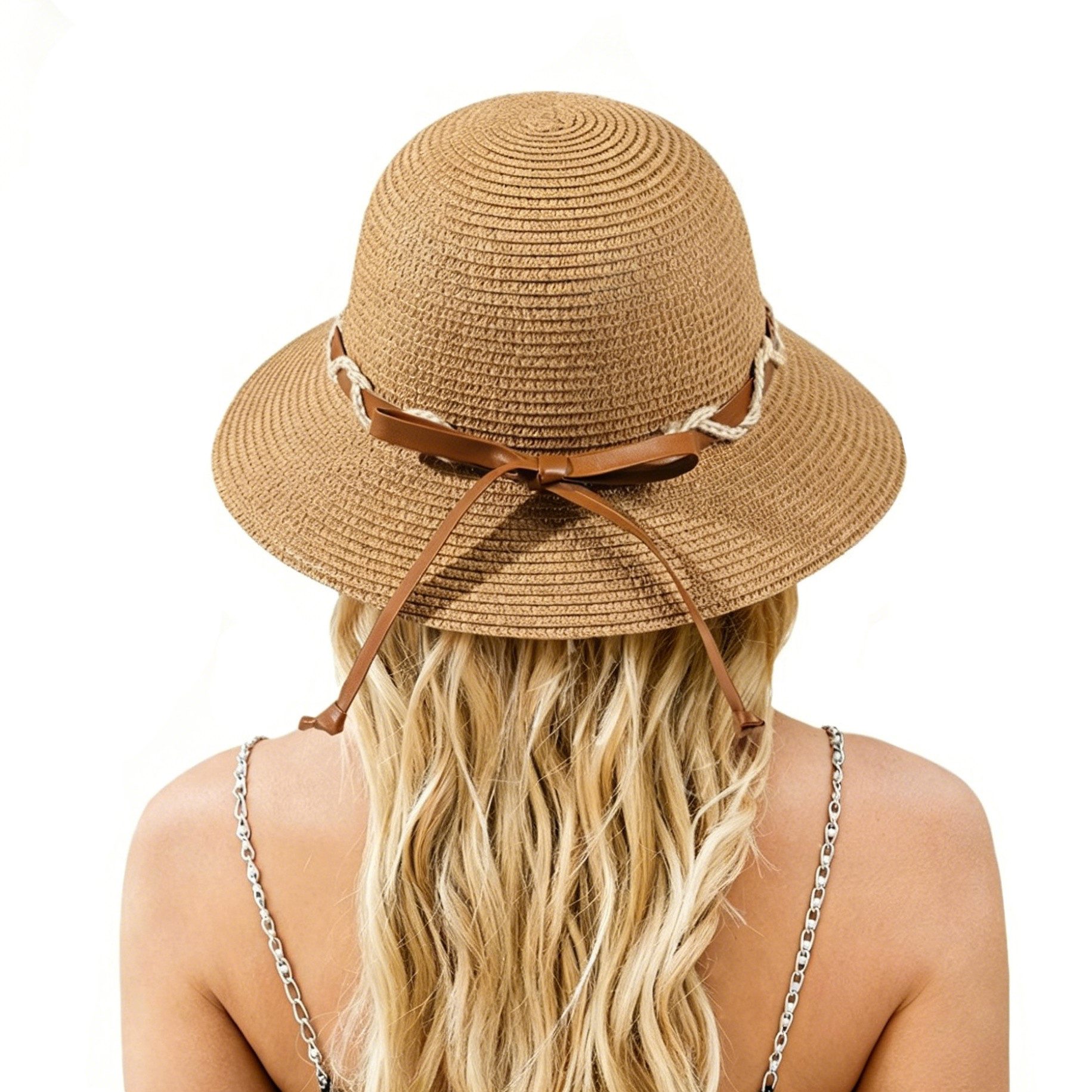 nsihing Sonnenhut Damen-Strohhut für den Strand, breitkrempiger Sommerhut für Damen faltbarer Damen-Sonnenhut mit UV-Schutz