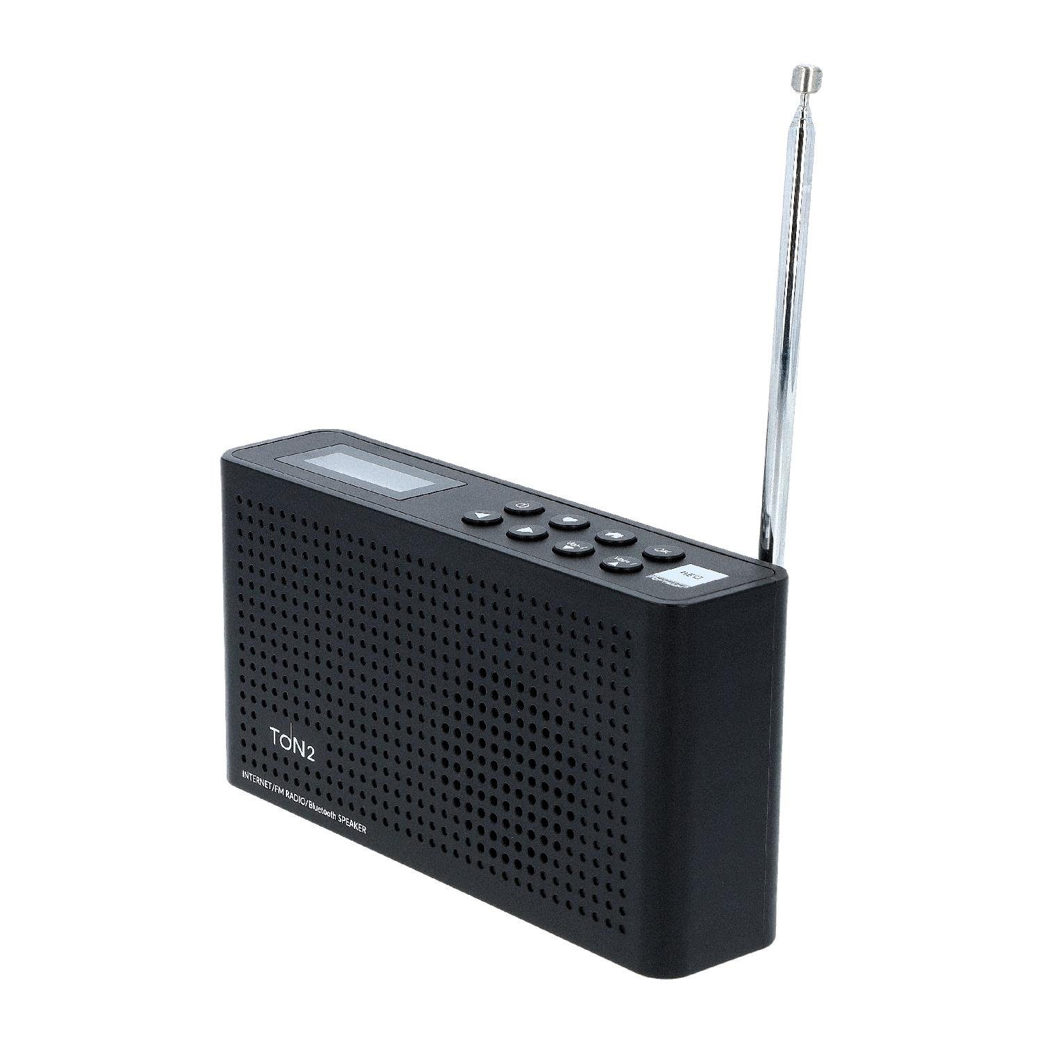schwarz / (Internetradio, - RDS, Tuner, & Radio Akku) mit FM WiFi UKW integriertem mit Lautsprecher Bluetooth - Internet Internet-Radio RED 2 FM TON OPTICUM
