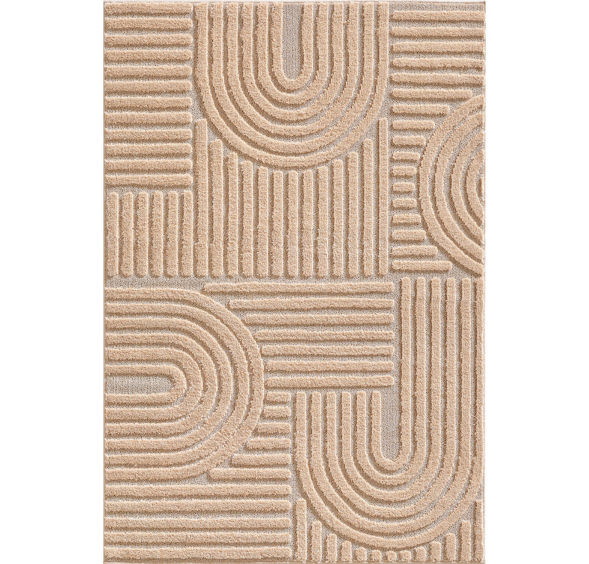 Teppium Teppich Boho-Design, Rechteckig, Höhe: 20 mm, Teppich Wohnzimmer Skandinavisches Boho Teppich Hoch-Tief Effekt