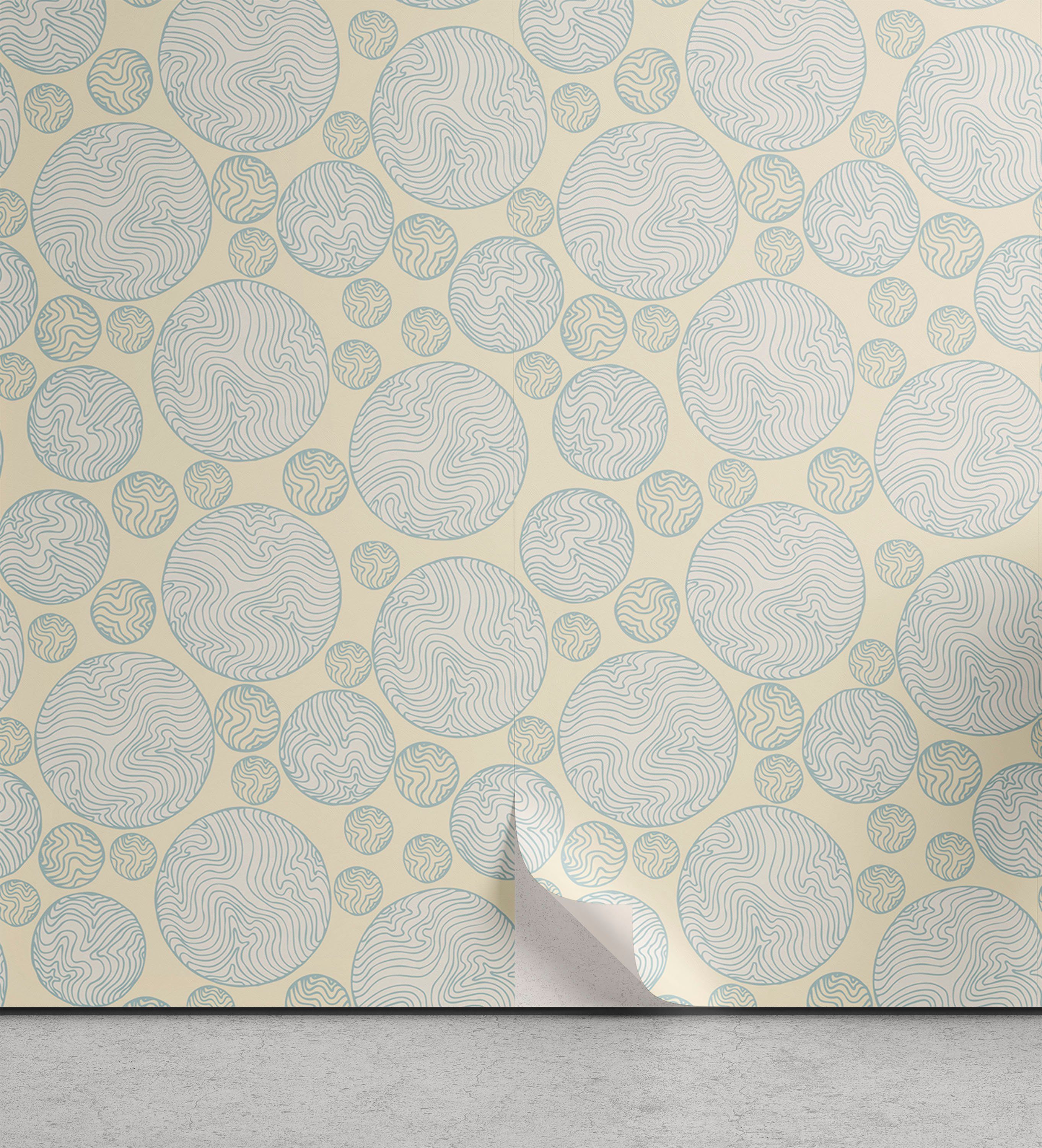 Abakuhaus Vinyltapete selbstklebendes Wohnzimmer Küchenakzent, neutrale Farbe Pastell Planet Runden