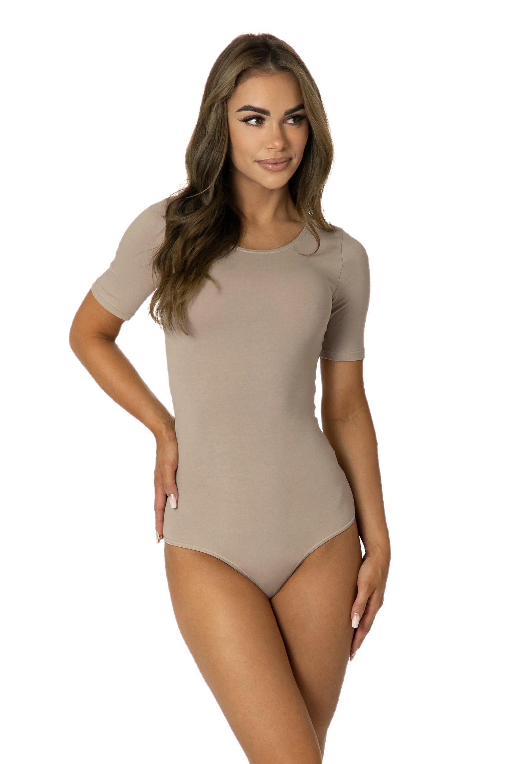 Alkato Kurzarmbody Kurzarm Bodysuit mit Rundhalsausschnitt – Bild 2 von 5