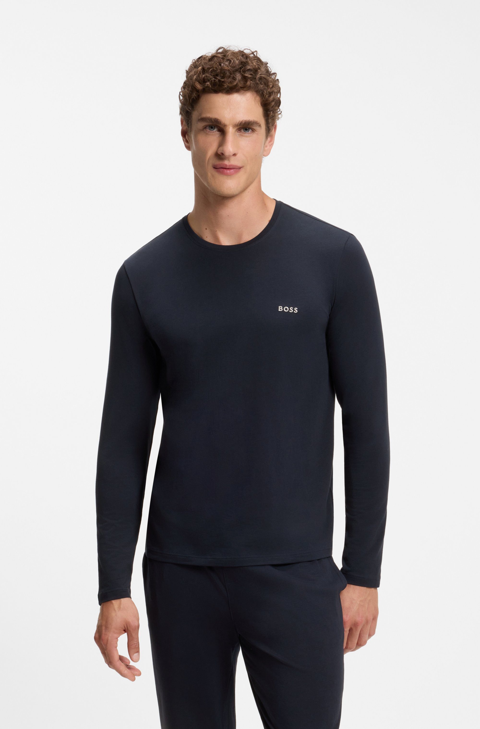 BOSS Langarmshirt Mix&Match LS mit Logoschriftzug