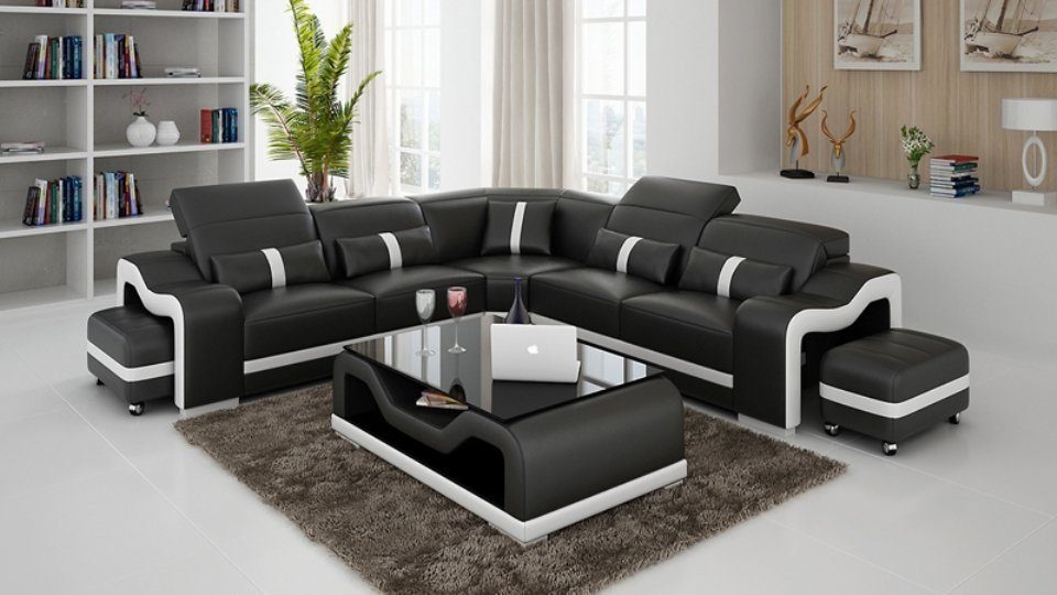 JVmoebel Ecksofa, Design Ledersofa Sofa Eck Wohnlandschaft Couch Ecksofa Modern