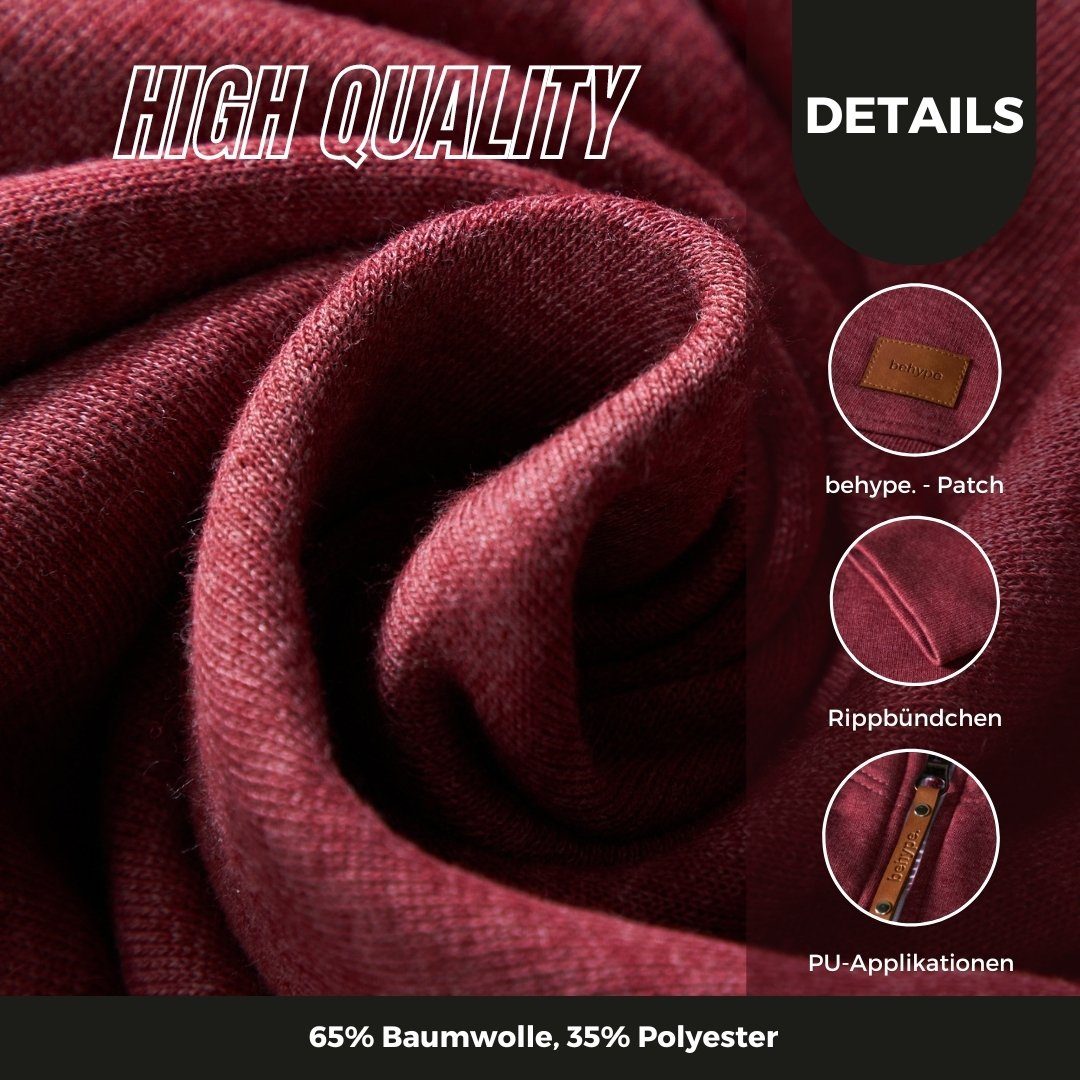 behype Kapuzensweatjacke BHOMNOI Basic Kapuzenpullover Hoodie Pullover Swea günstig online kaufen