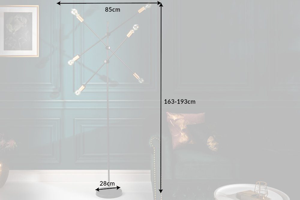 ohne riess-ambiente Stehlampe · schwarz, · verstellbar Stehleuchte Leuchtmittel, Wohnzimmer 193cm gold, · schwarz / Modern gold Design Metall · VARIATION