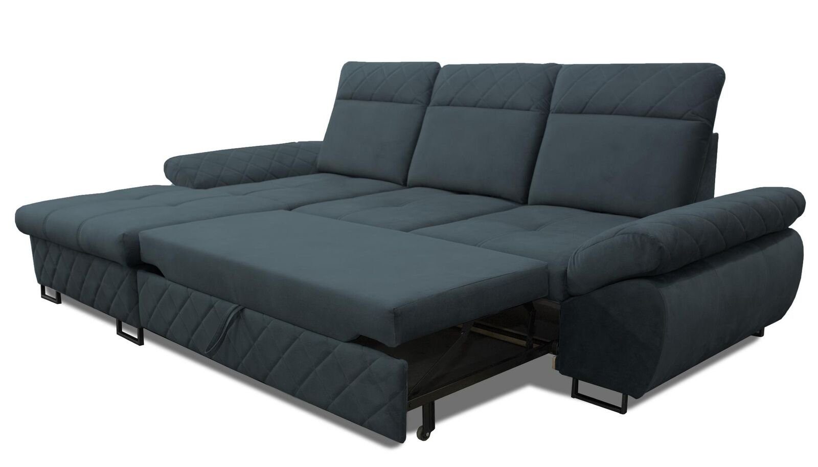 JVmoebel Ecksofa Wohnzimmer Textil Couch Mit Braune Sofas Polstermöbel, Blau Ecksofa Bettfunktion L-Form