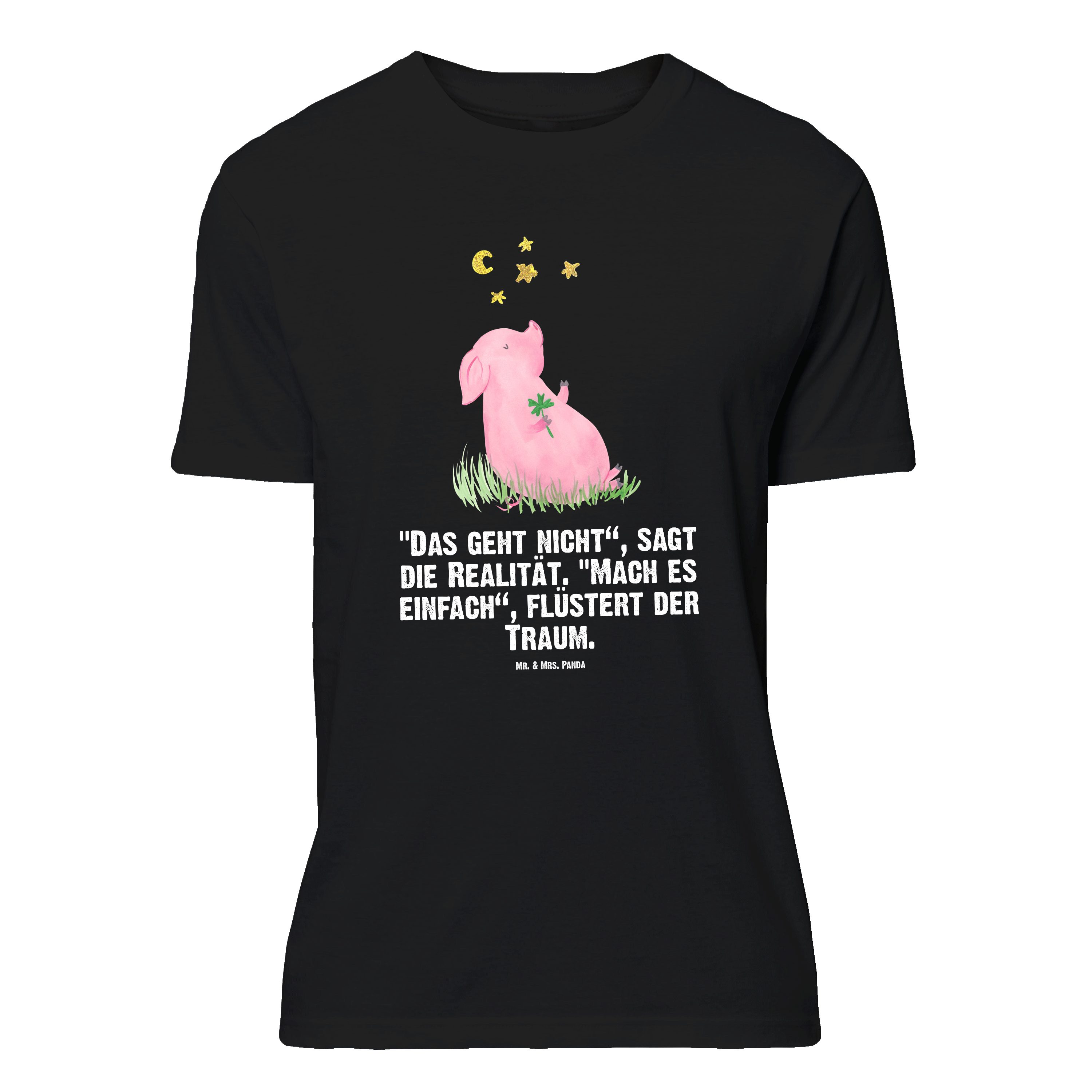 T-Shirt Schwein Glück, Größe M T-Shirt, Schwarz, Tshirt, T-Shirt mit Spruch