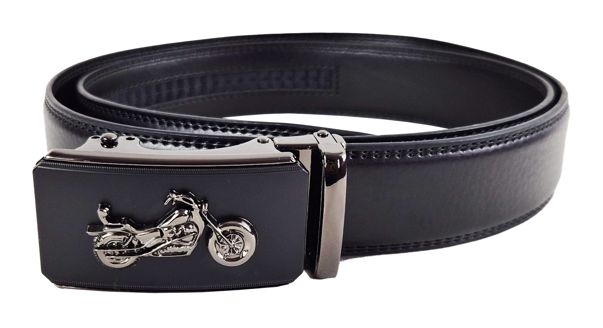 Einkaufszauber Ledergürtel Echt Leder Designer Gürtel Motorrad Motorrad auf der Metallschnalle