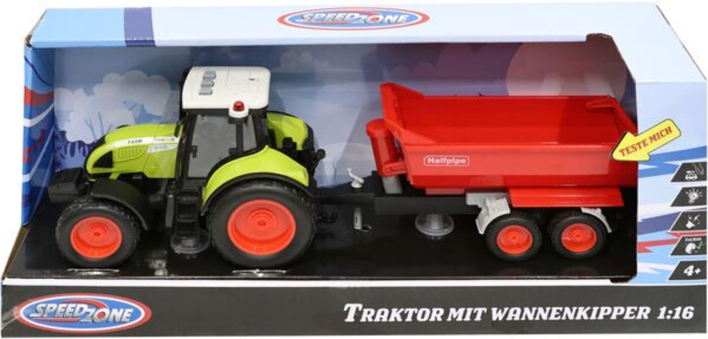 Speed Zone Spiel SZ Traktor mit Wannenkipper L&S Friktion Spielzeugtraktor