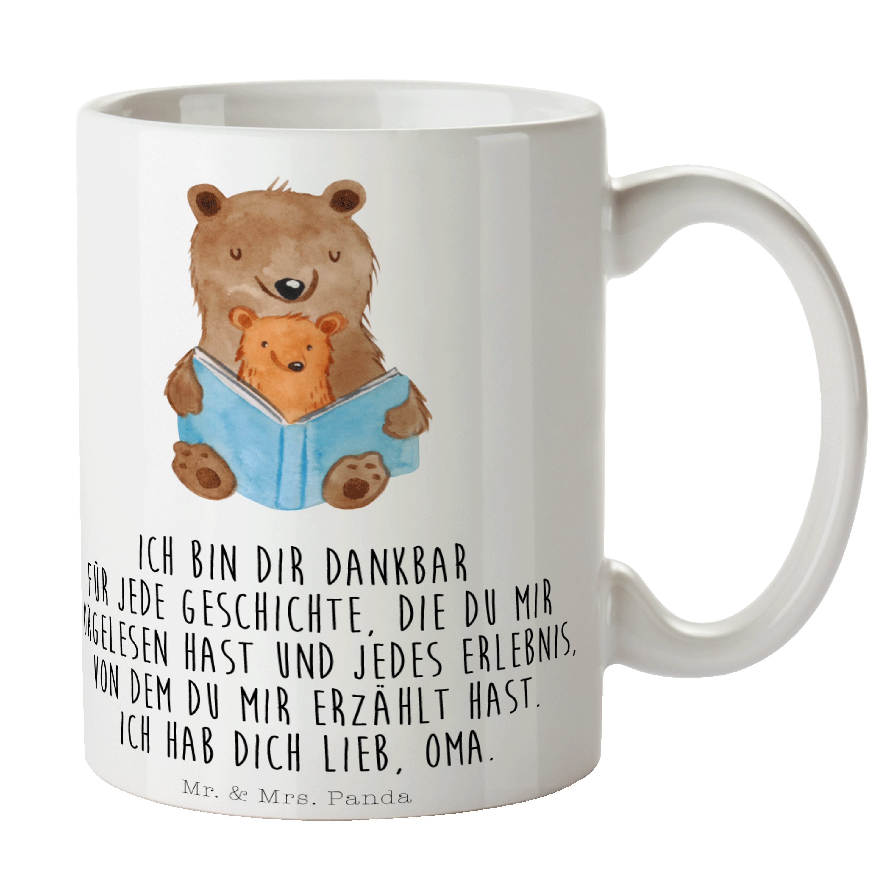Mr. & Mrs. Panda Tasse Bären Buch - Weiß - Geschenk, Lieblingsoma, Großmutter Geschenk Oma, Keramik