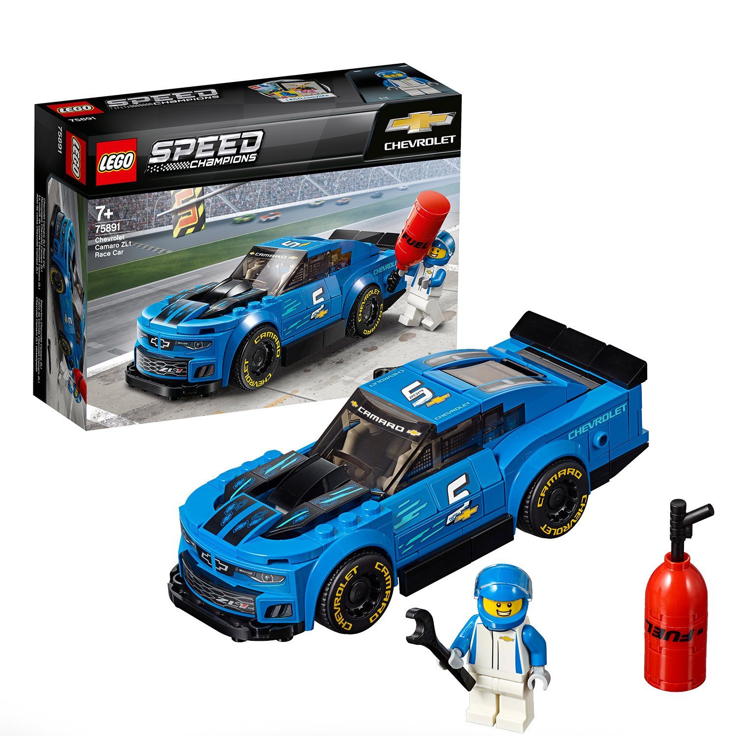 LEGO® Konstruktionsspielsteine LEGO® Speed Champions - Rennwagen Chevrolet Camaro ZL1, (Set, 198 St)