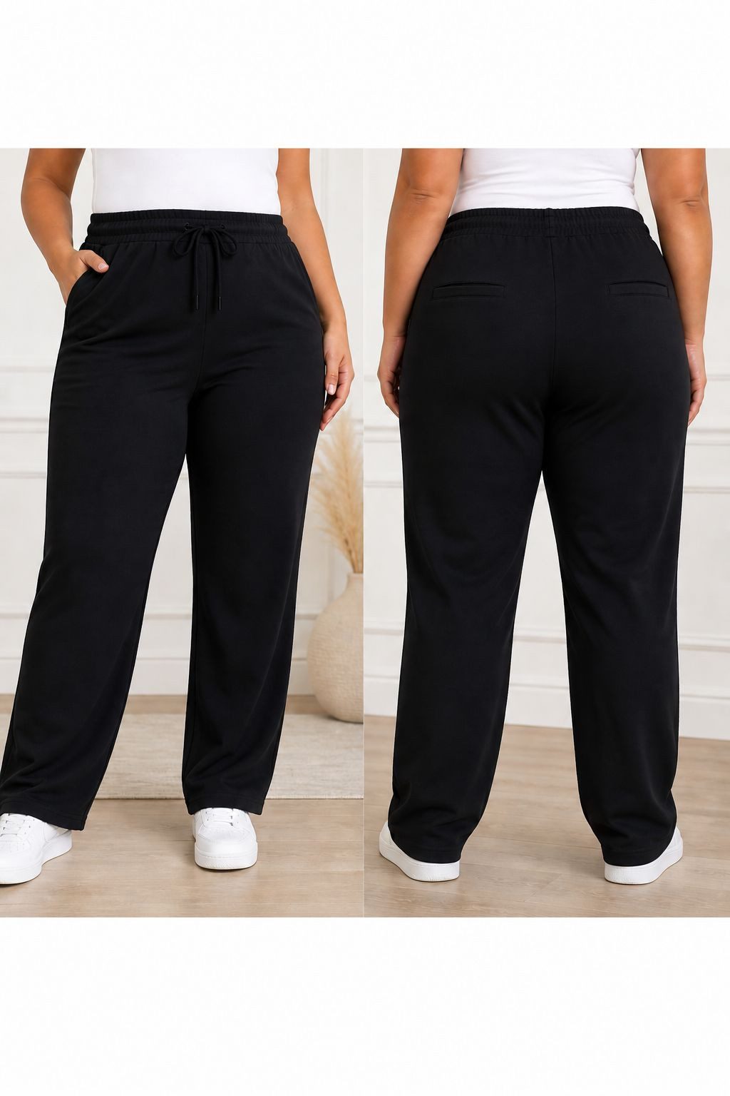 UP2FASHION Jogger Pants Up2Fashion Plus Size Damen Joggpants bequme lange Hose Schwarz 48-50 (Einzelartikel, 1-tlg) Elastischer Komfortbund & lockere Passform