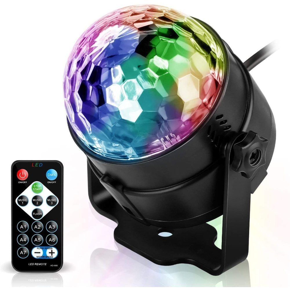 GelldG Discolicht Discokugel LED Party Lampe Musikgesteuert mit USB, 7 Farbe Discolicht | Disco-Lichter
