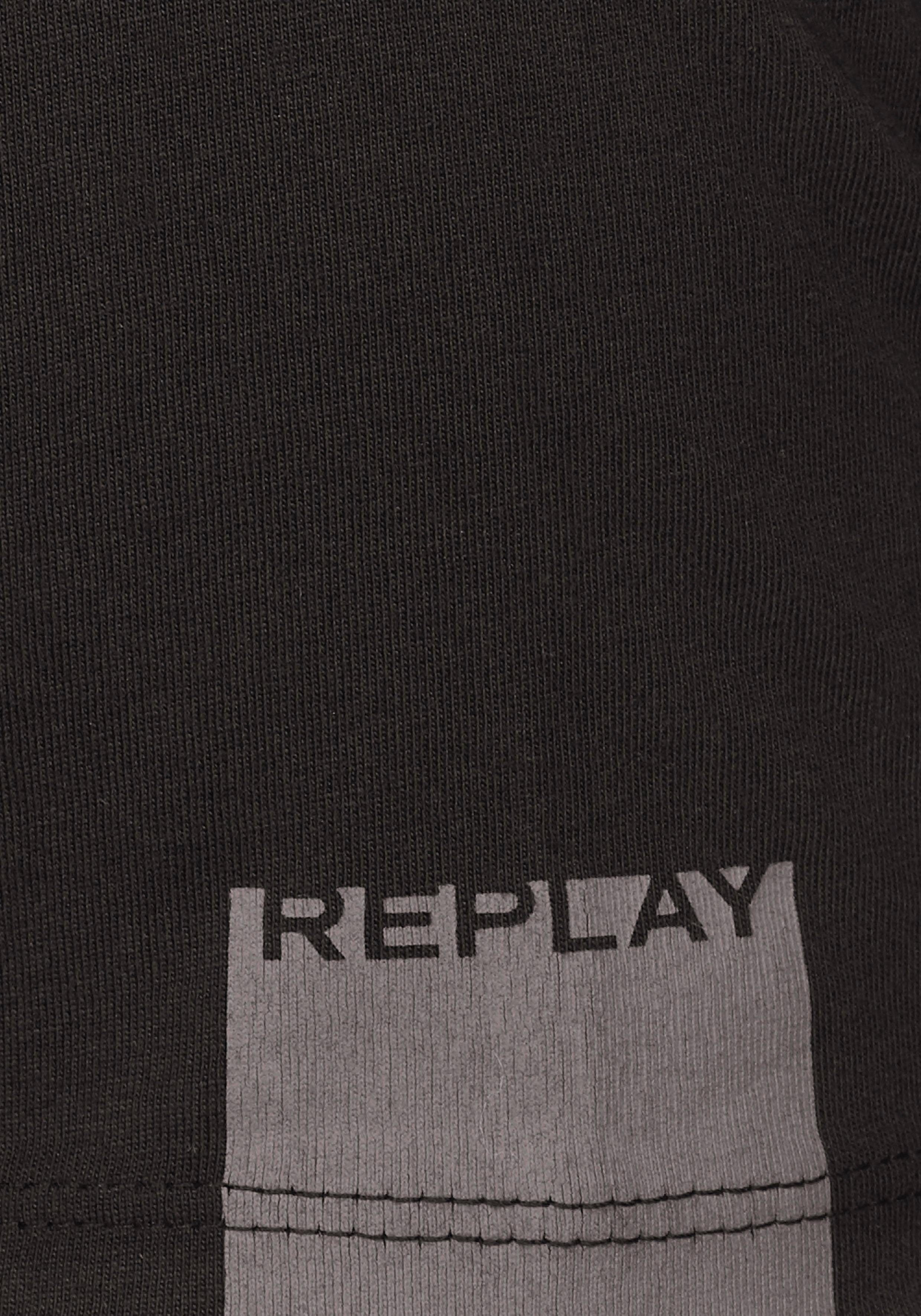 Replay T-Shirt offene Kanten schwarz