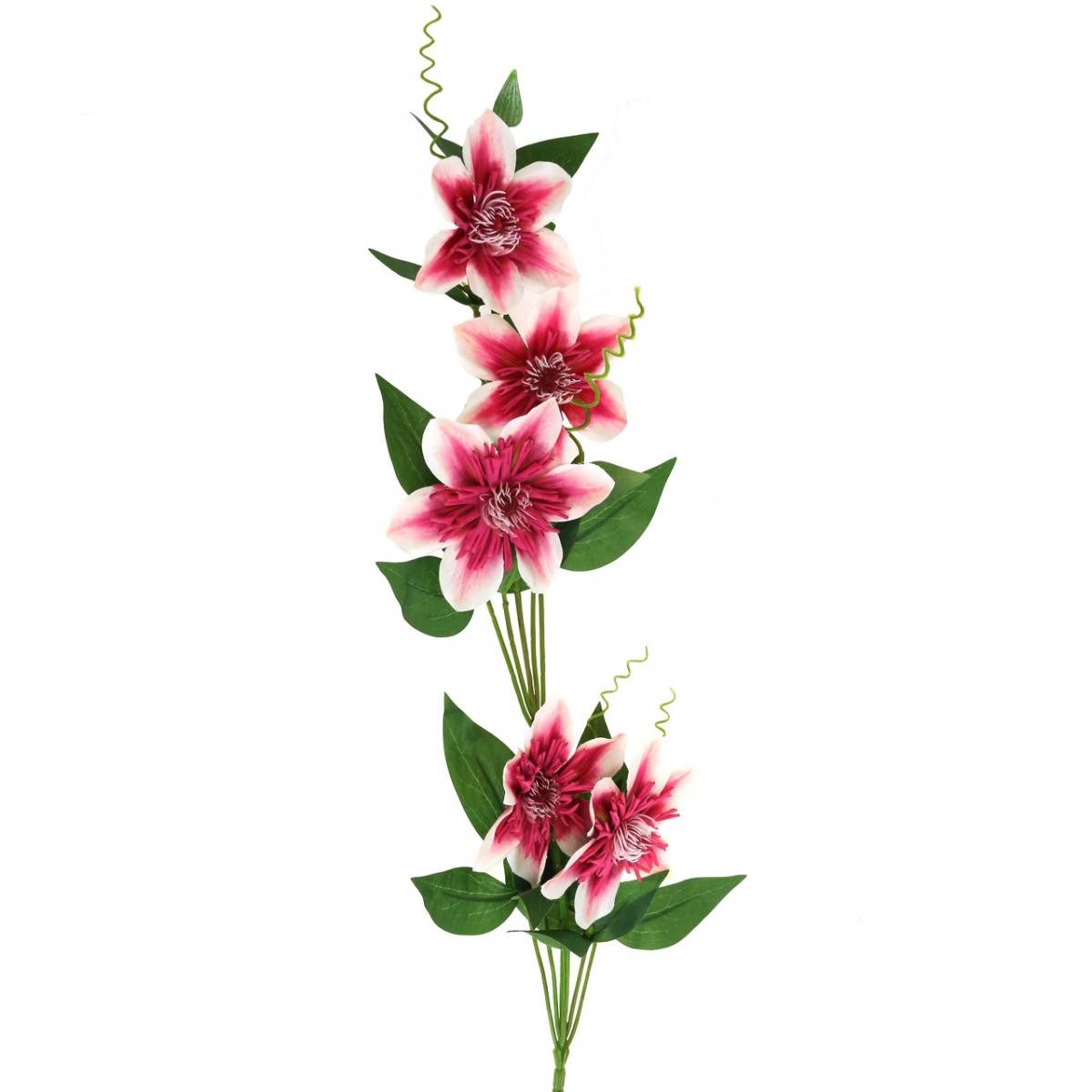 Kunstblume Clematiszweig Kunstblume Deko-Zweig Pink Weiß 5 Blüten L84cm