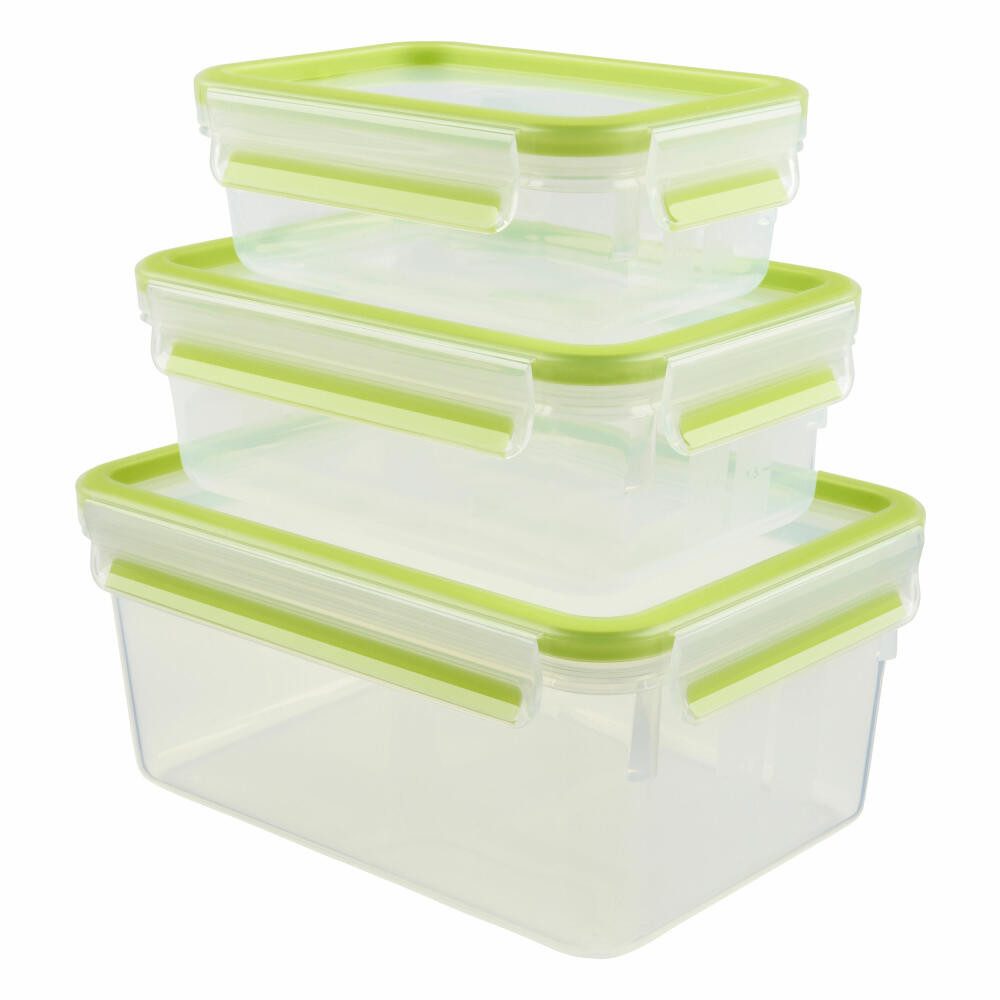 Emsa Frischhaltedose Clip&Close 2.0 Brotdose 3er Set Grün, Kunststoff, (3-tlg)
