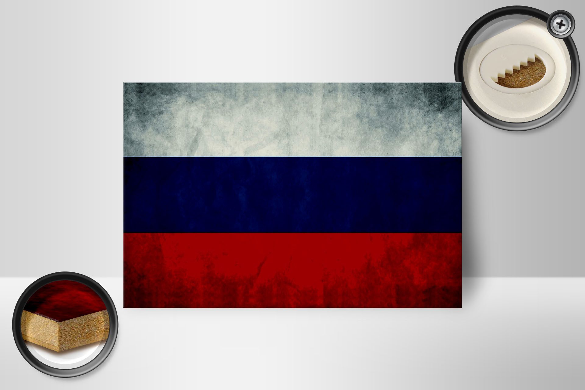 Femer GmbH Holzbild Flagge 18x12 cm Russland Fahne Russia Flag, Flaggen (1 St), Glatte Holzfaserplatte (MDF), vorn beschichtet