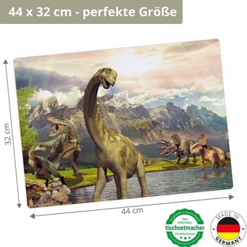 Platzset, Tischset,  Platzset - für Kinder - Dinosaurier, Tischsetmacher, (aus erstklassigem Vinyl (Kunststoff - BPA-frei), 1-St., 44 x 32 cm - rutschfeste Tischdekoration), Made in Germany
