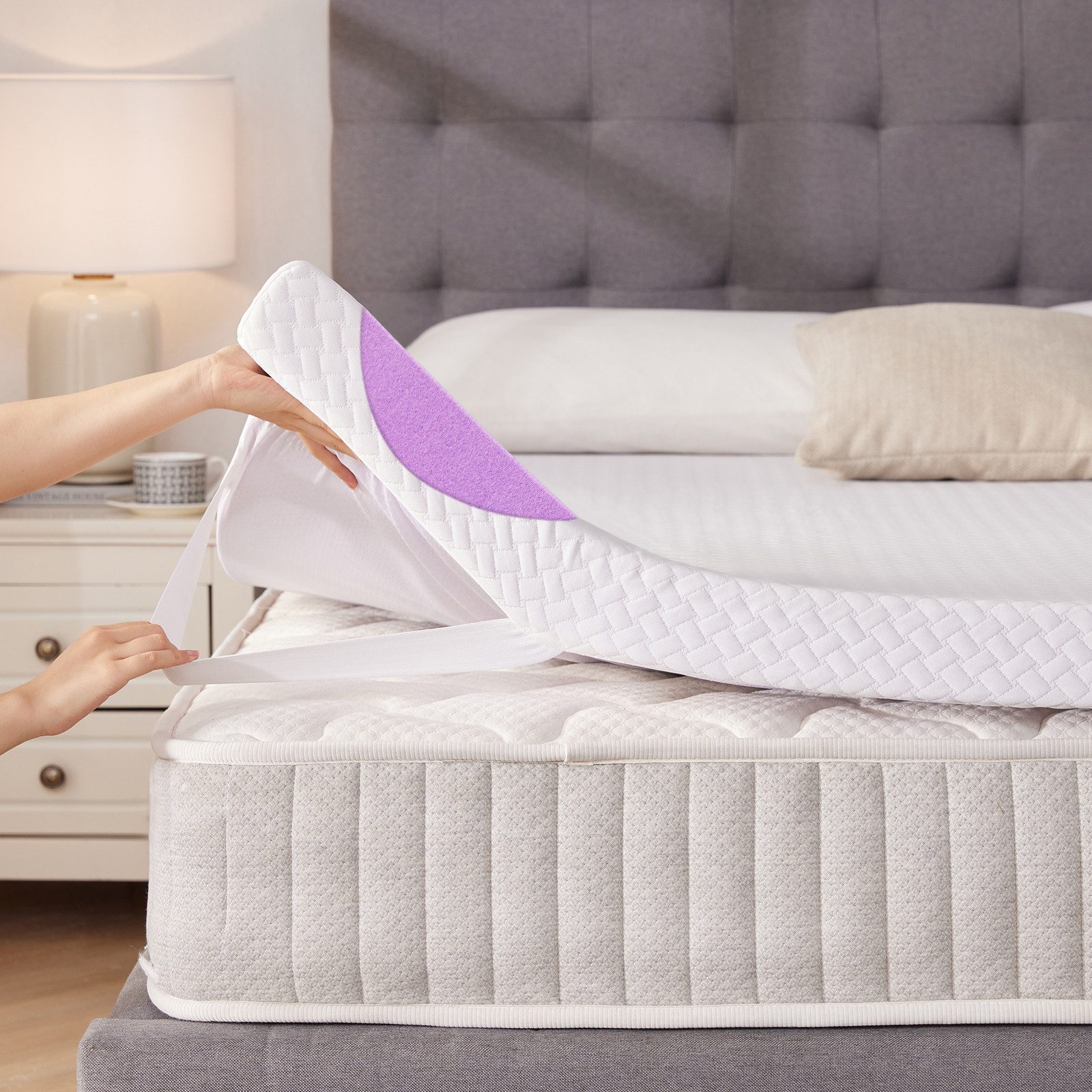 Topper Gel Memory Schaum 90/120/140/160/180x200cm für Seitenschläfer