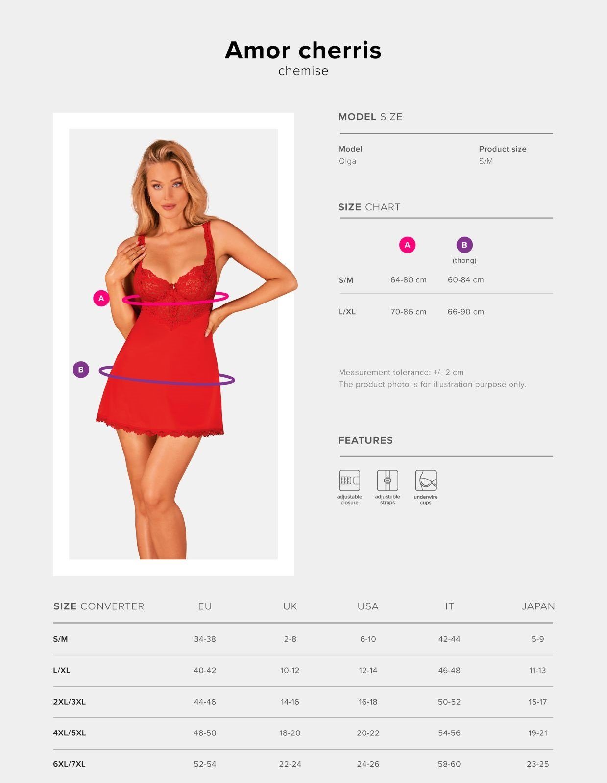Obsessive Negligé Negligee in rot mit Spitze rückenfrei (2-tlg)