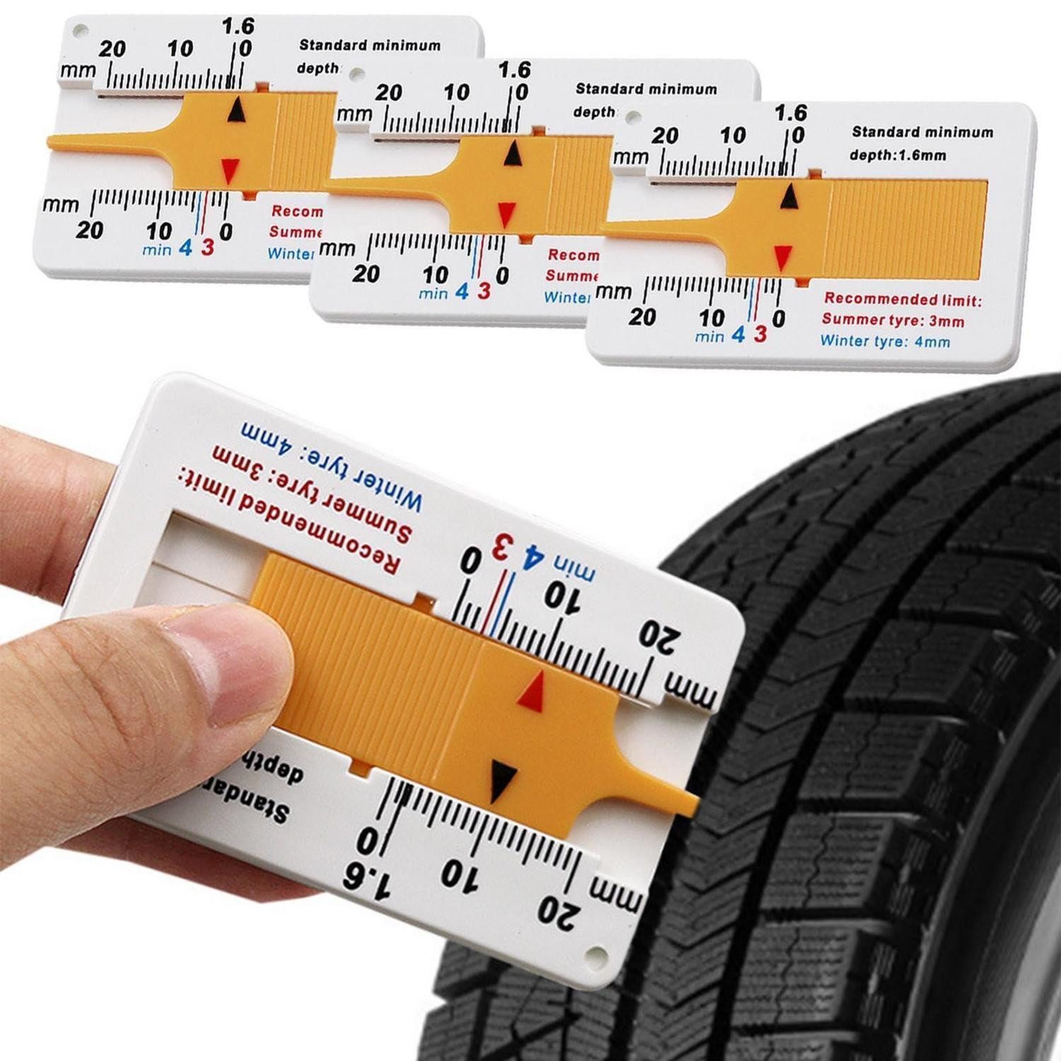 LuxusKollektion Messschieber Reifenprofil Tiefenmesser 4er Set 0 20 mm Auto LKW Motorrad weiß