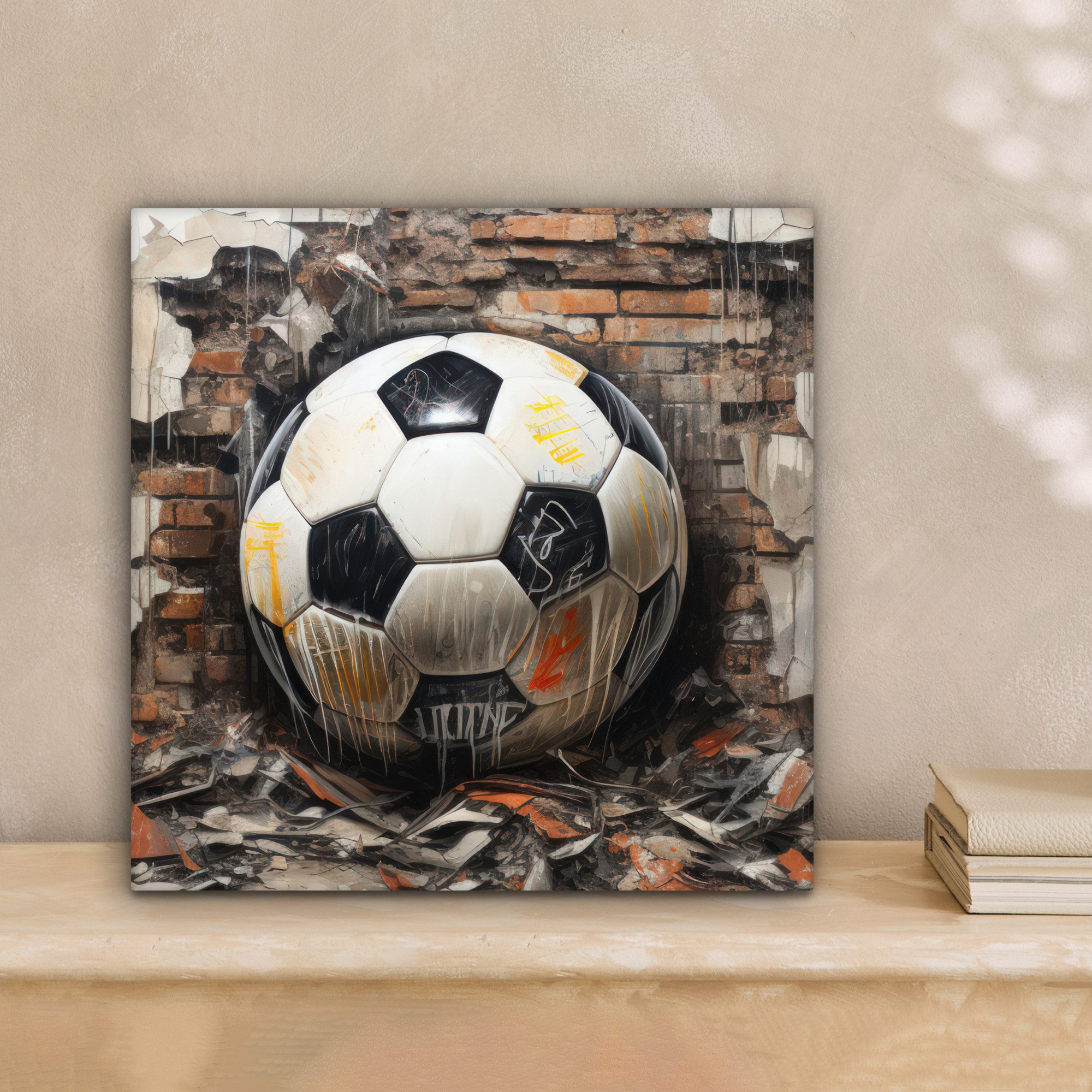 OneMillionCanvasses® Leinwandbild Fußball - Wand - Schwarz - Weiß, Fotodruc günstig online kaufen