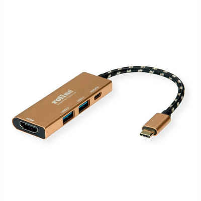 ROLINE »GOLD USB Typ C Dockingstation, HDMI 4K, 2x USB 3.2 Gen 1, 1x PD« Computer-Adapter USB Typ C (USB-C) Männlich (Stecker) zu HDMI Typ A Weiblich (Buchse), 10.0 cm